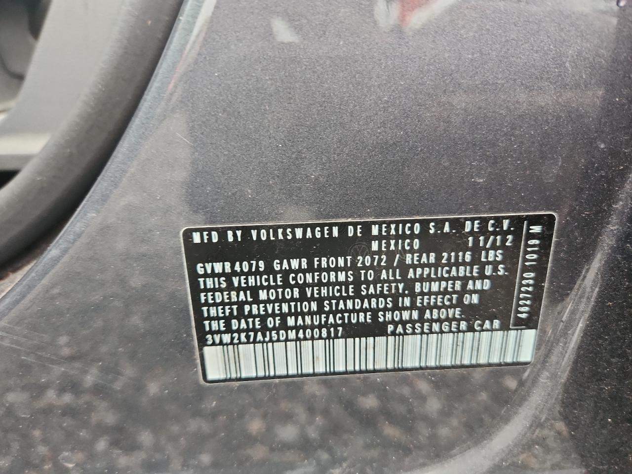 2013 Volkswagen Jetta Base Gray vin: 3VW2K7AJ5DM400817