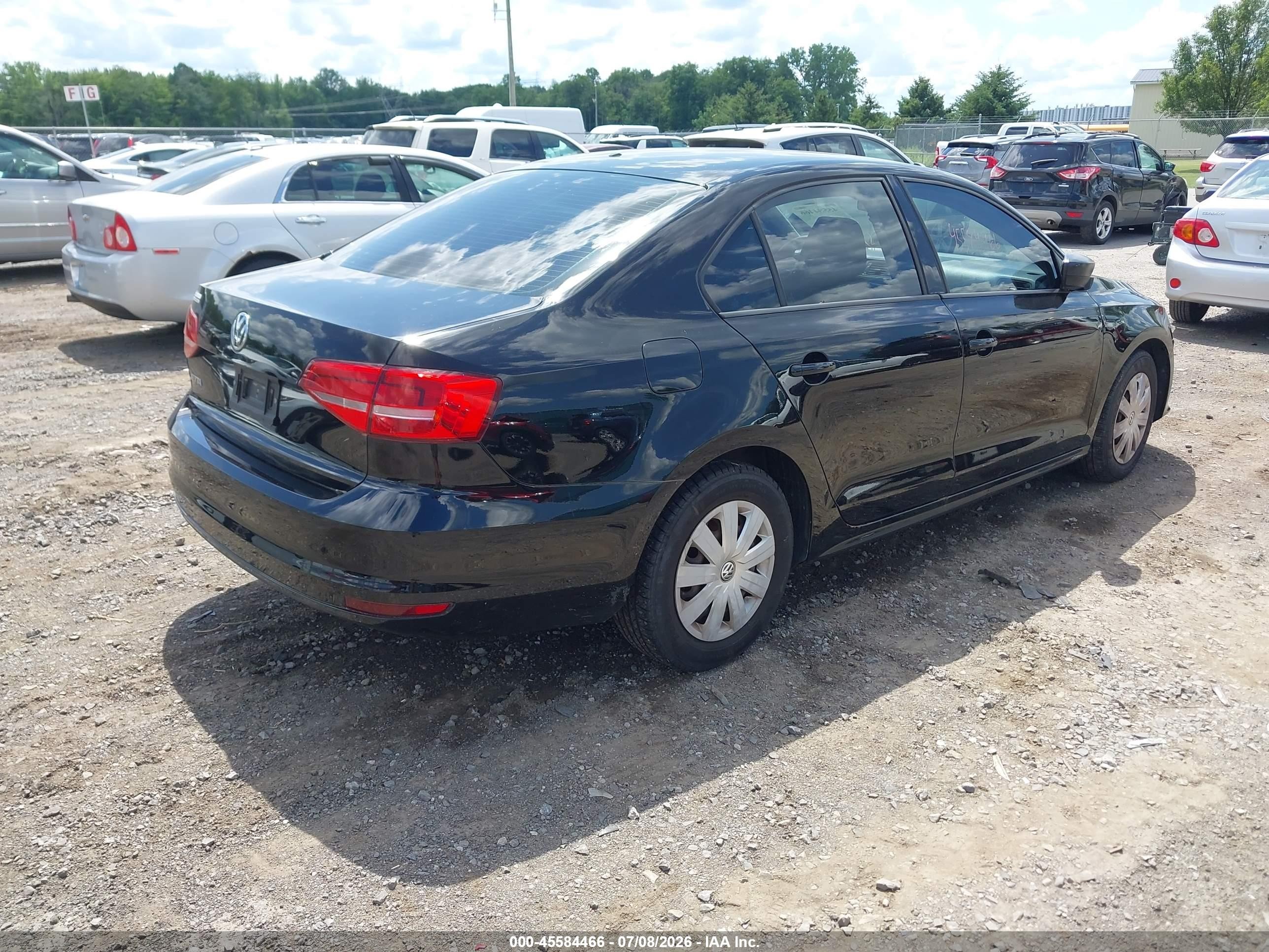 2015 Volkswagen Jetta 2.0l S Black vin: 3VW2K7AJ5FM308335