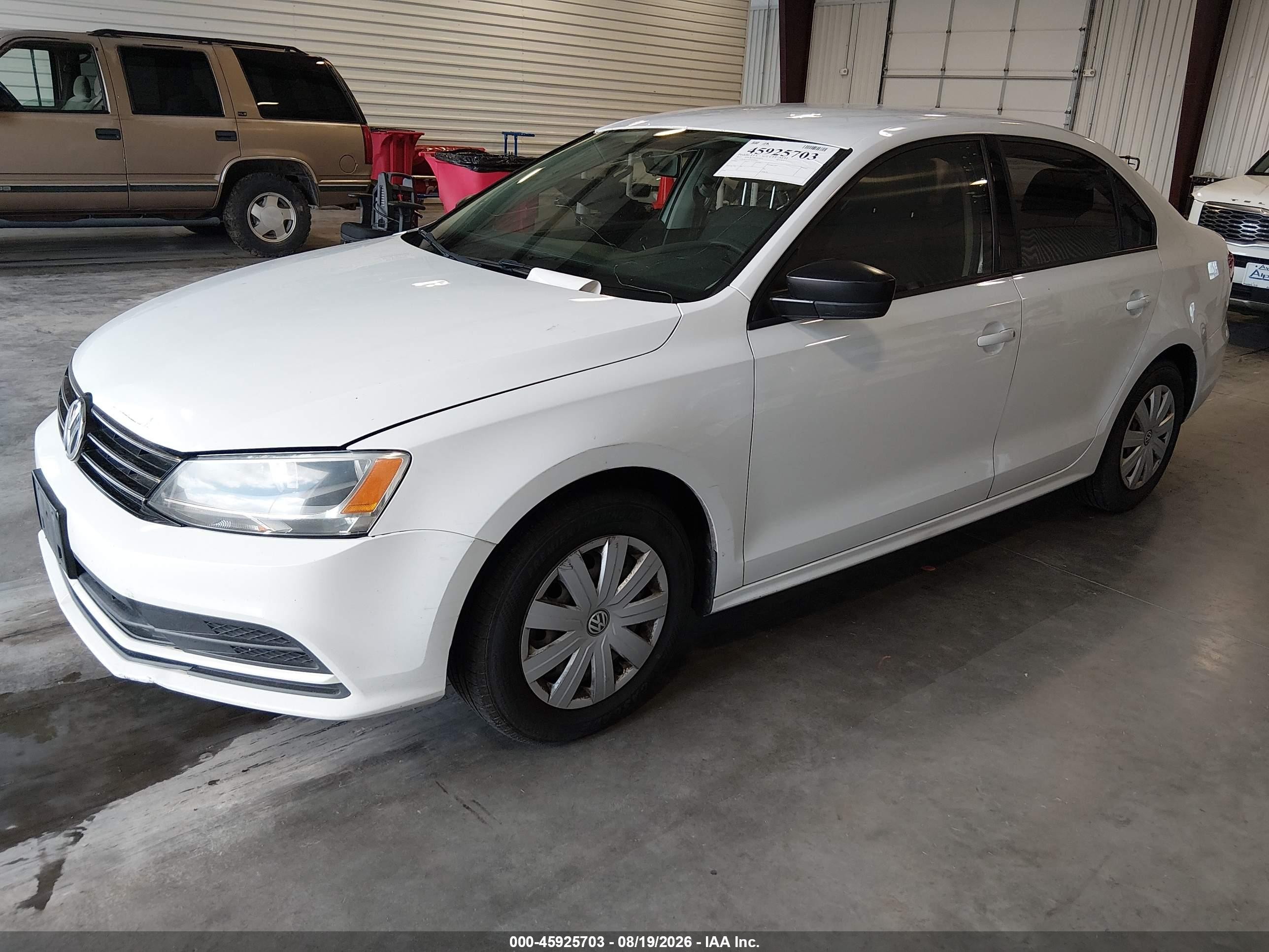 2015 Volkswagen Jetta 2.0l S White vin: 3VW2K7AJ5FM309601