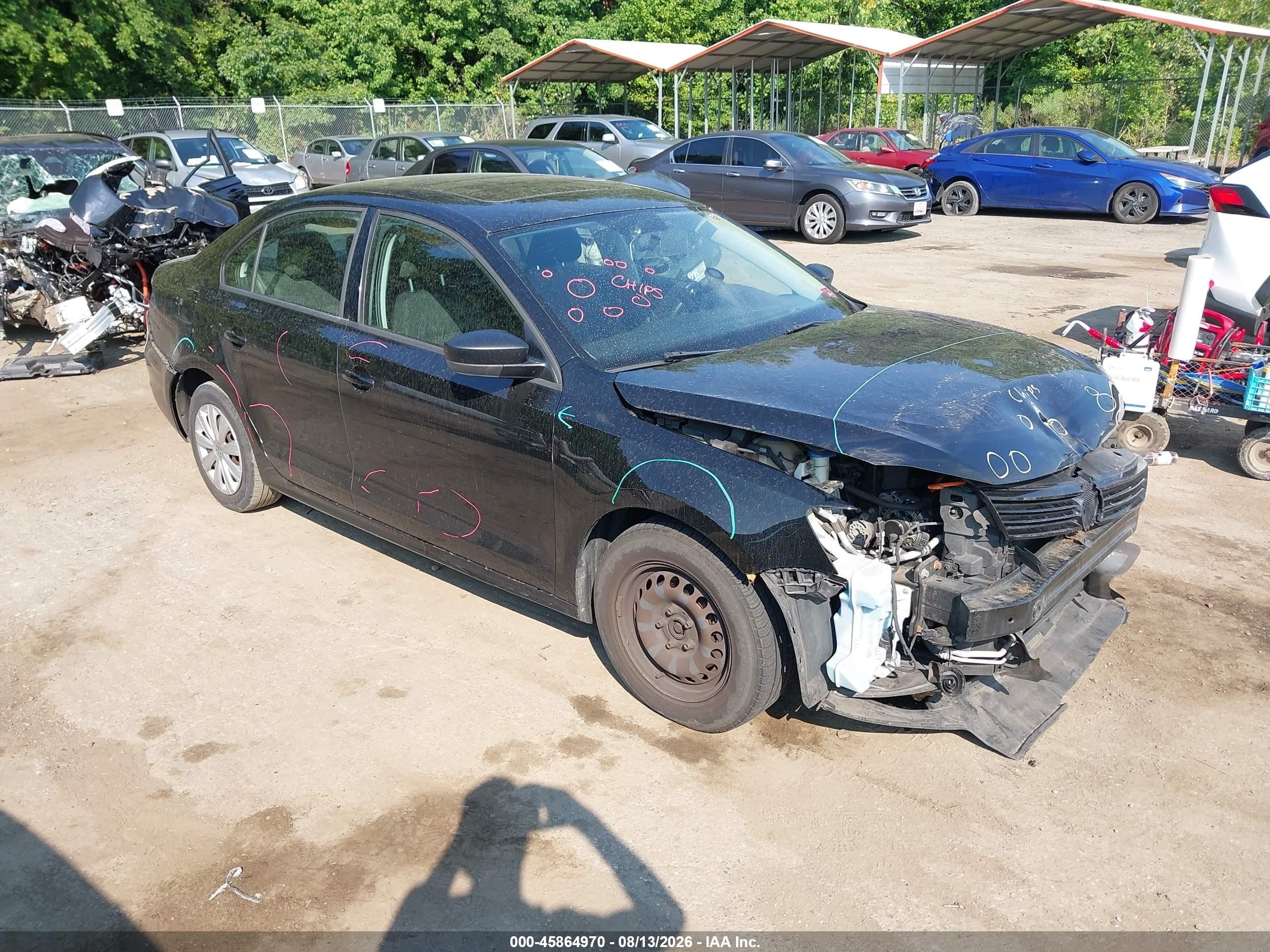 2012 Volkswagen Jetta 2.0l S Black vin: 3VW2K7AJ6CM319081