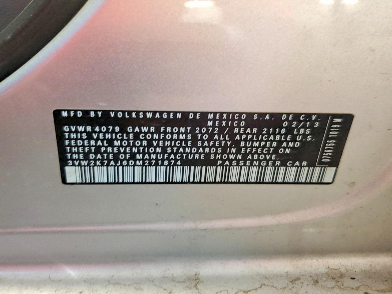 2013 Volkswagen Jetta Base Silver vin: 3VW2K7AJ6DM271874