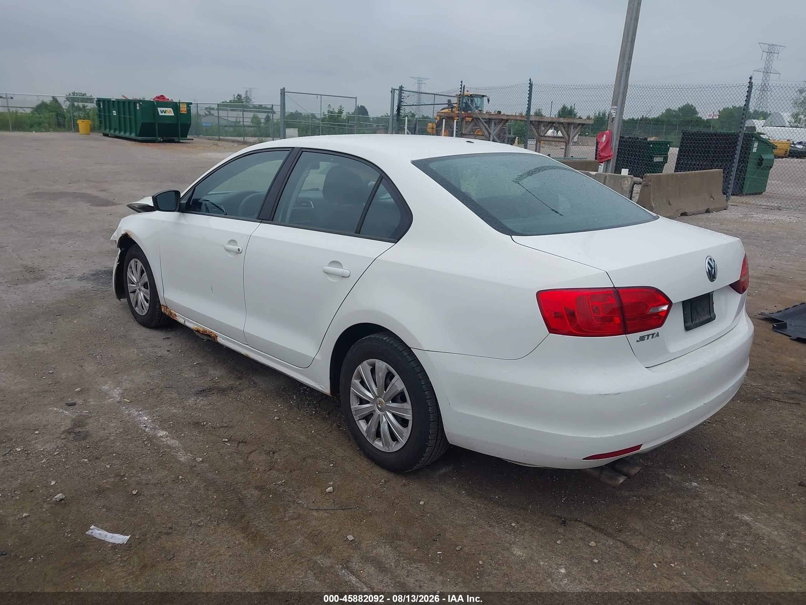 2011 Volkswagen Jetta 2.0l S White vin: 3VW2K7AJ7BM333604