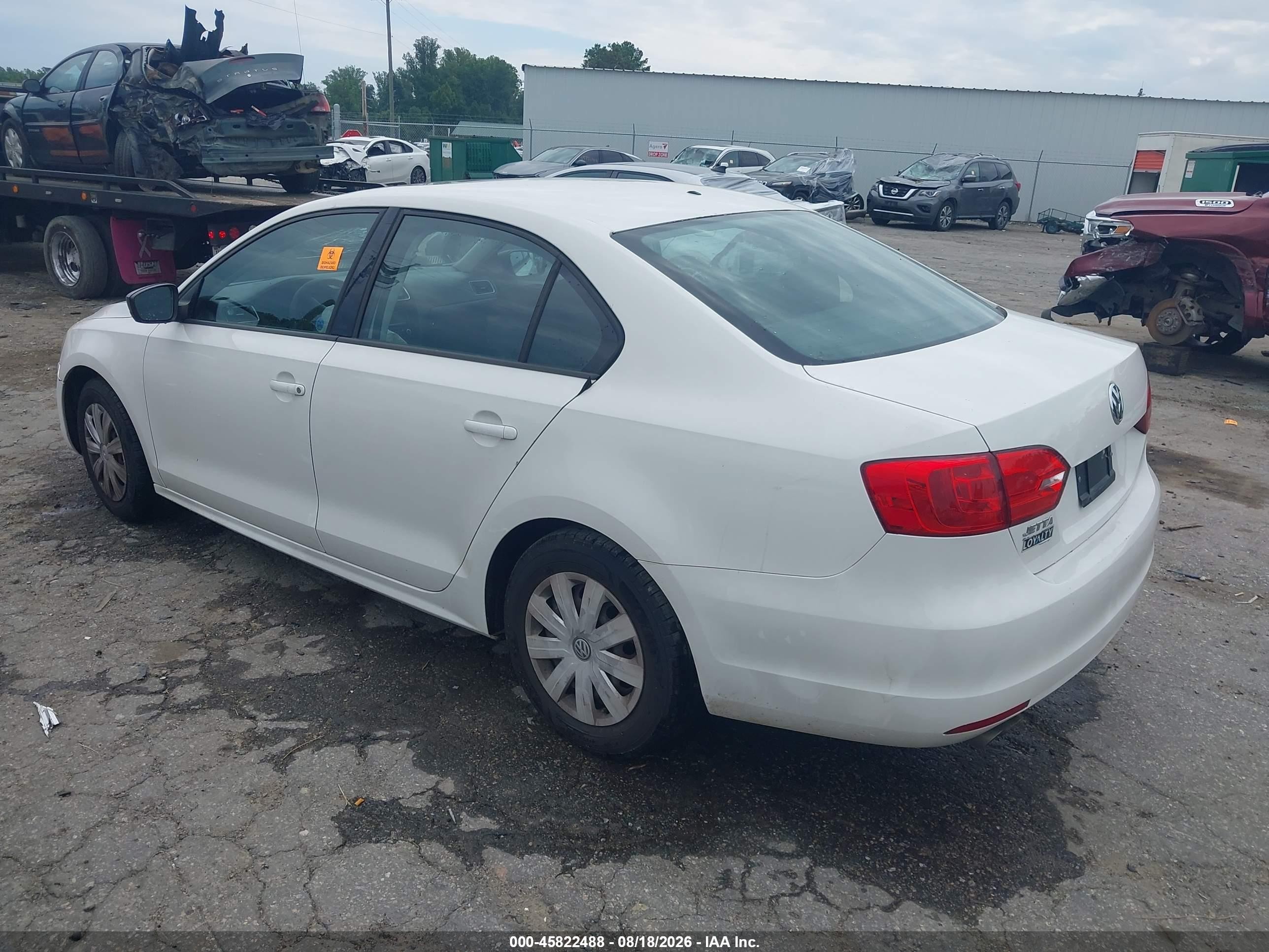 2012 Volkswagen Jetta 2.0l S White vin: 3VW2K7AJ7CM407668
