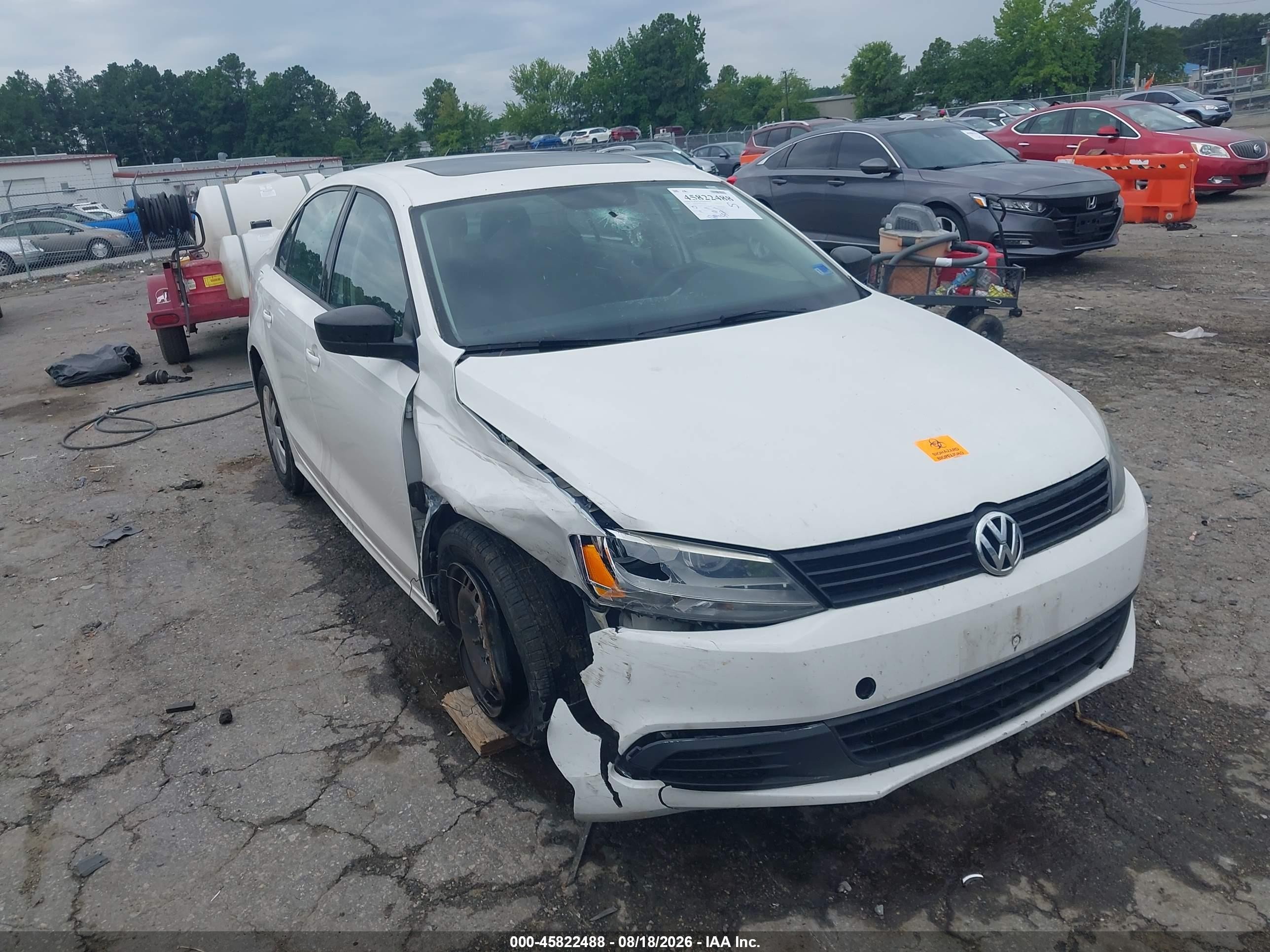 2012 Volkswagen Jetta 2.0l S White vin: 3VW2K7AJ7CM407668