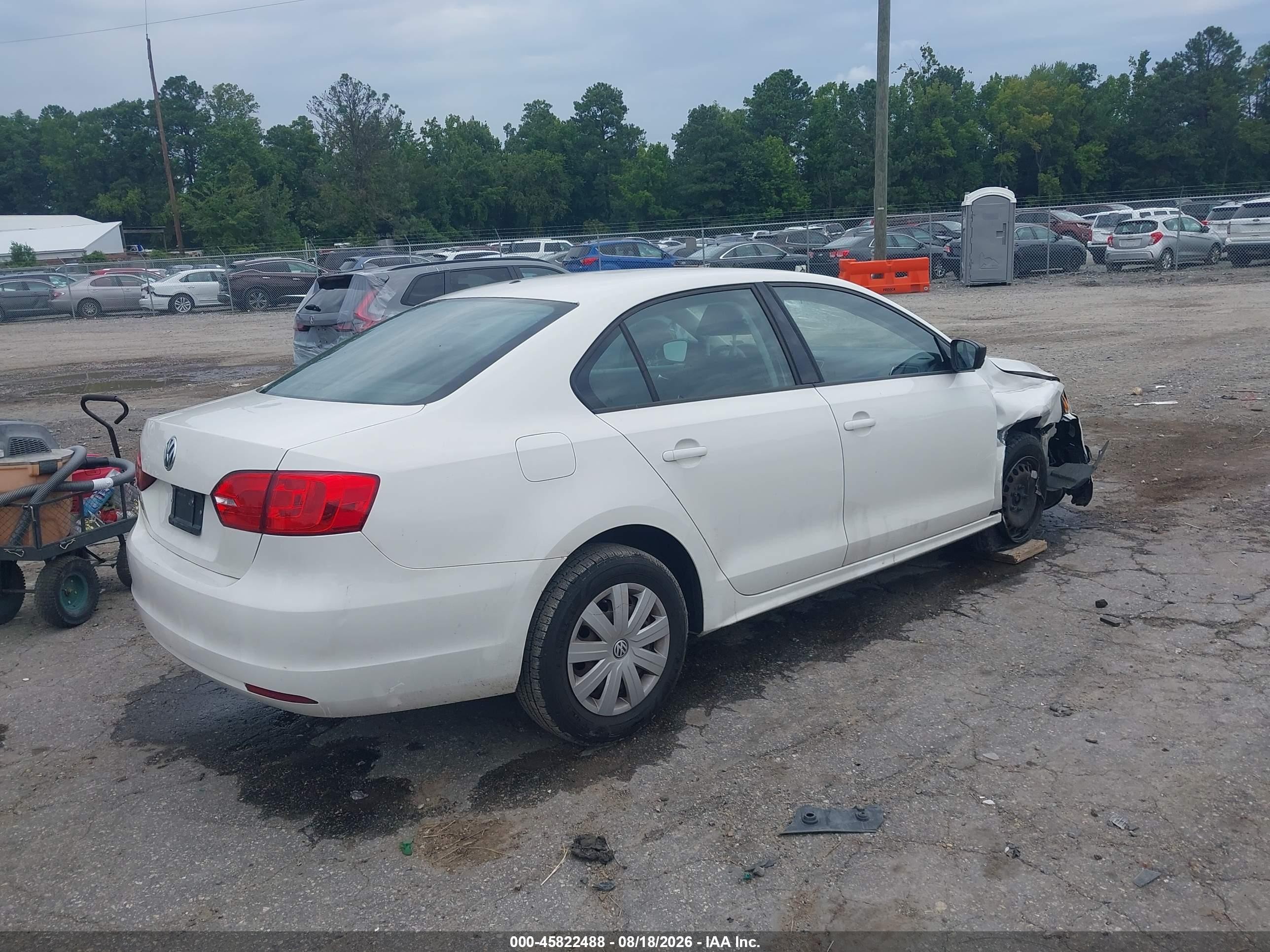 2012 Volkswagen Jetta 2.0l S White vin: 3VW2K7AJ7CM407668
