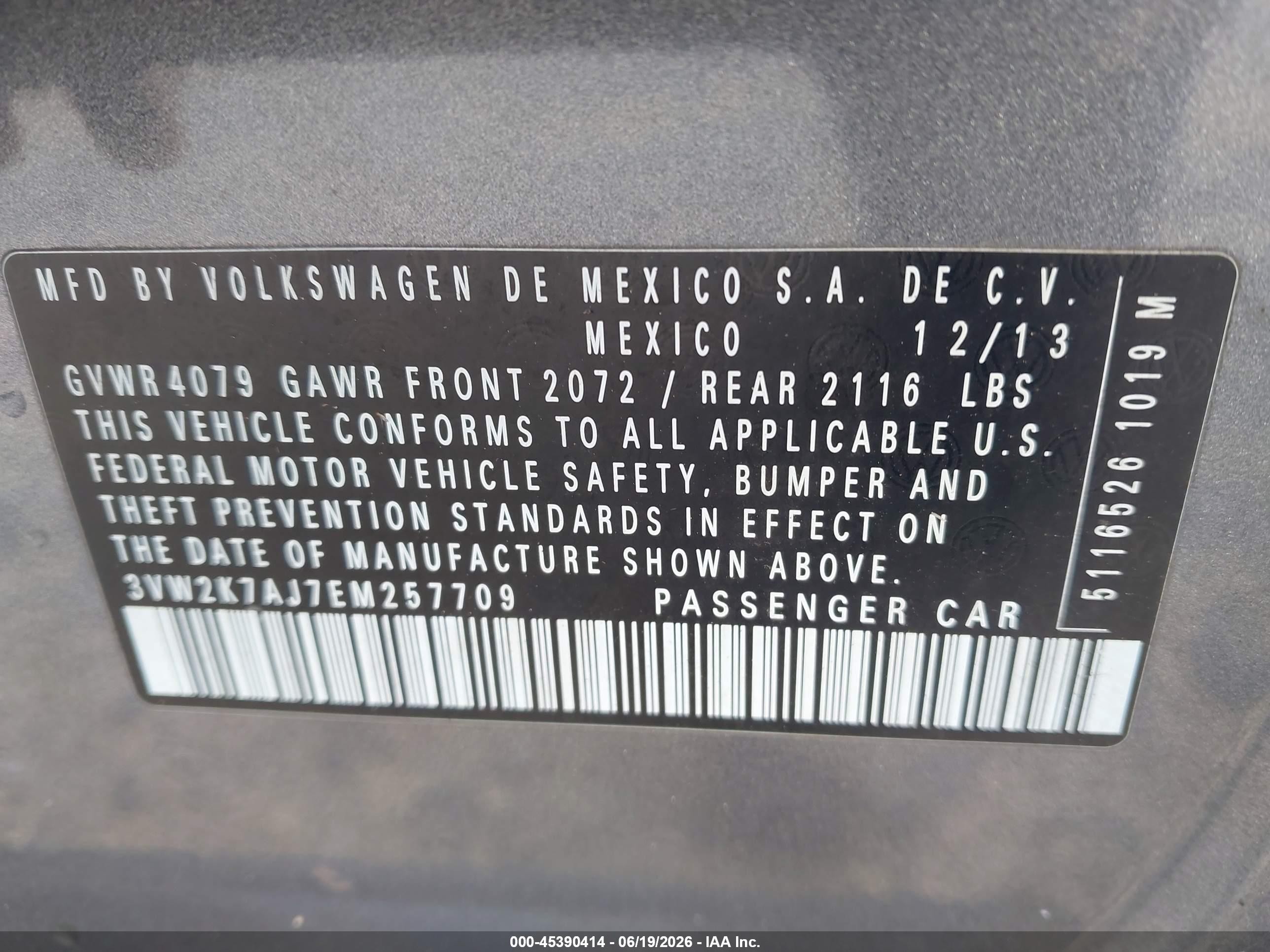 2014 Volkswagen Jetta 2.0l S Gray vin: 3VW2K7AJ7EM257709