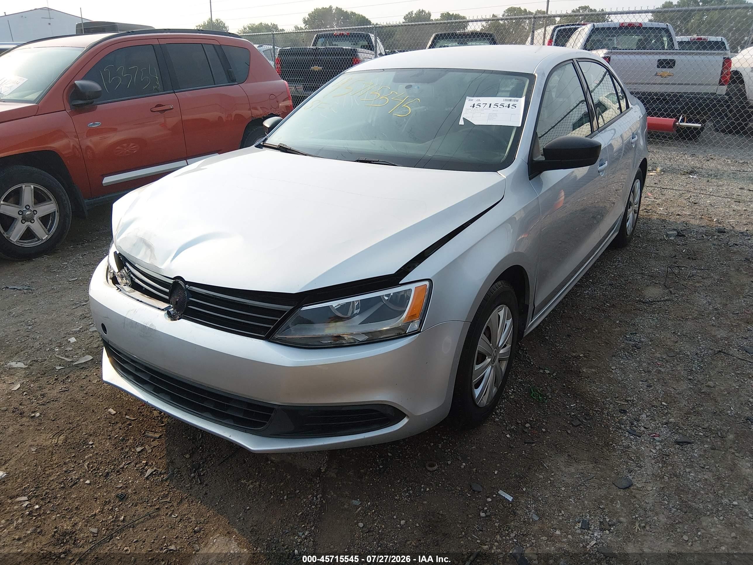 2014 Volkswagen Jetta 2.0l S Silver vin: 3VW2K7AJ7EM325930