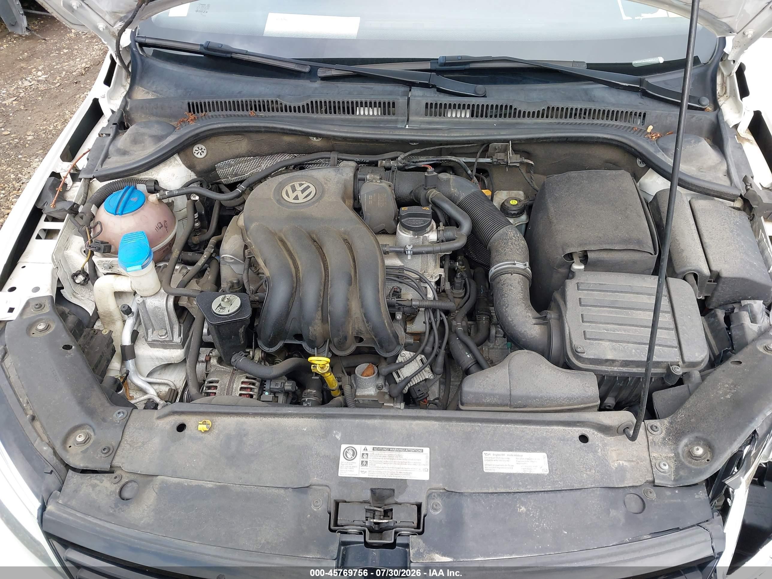 2014 Volkswagen Jetta 2.0l S White vin: 3VW2K7AJ7EM352707