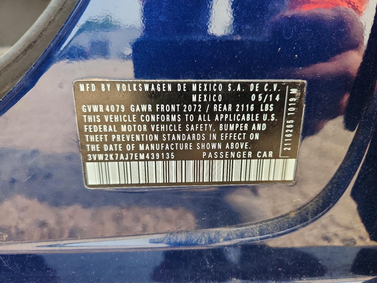 2014 Volkswagen Jetta Base Синий vin: 3VW2K7AJ7EM439135