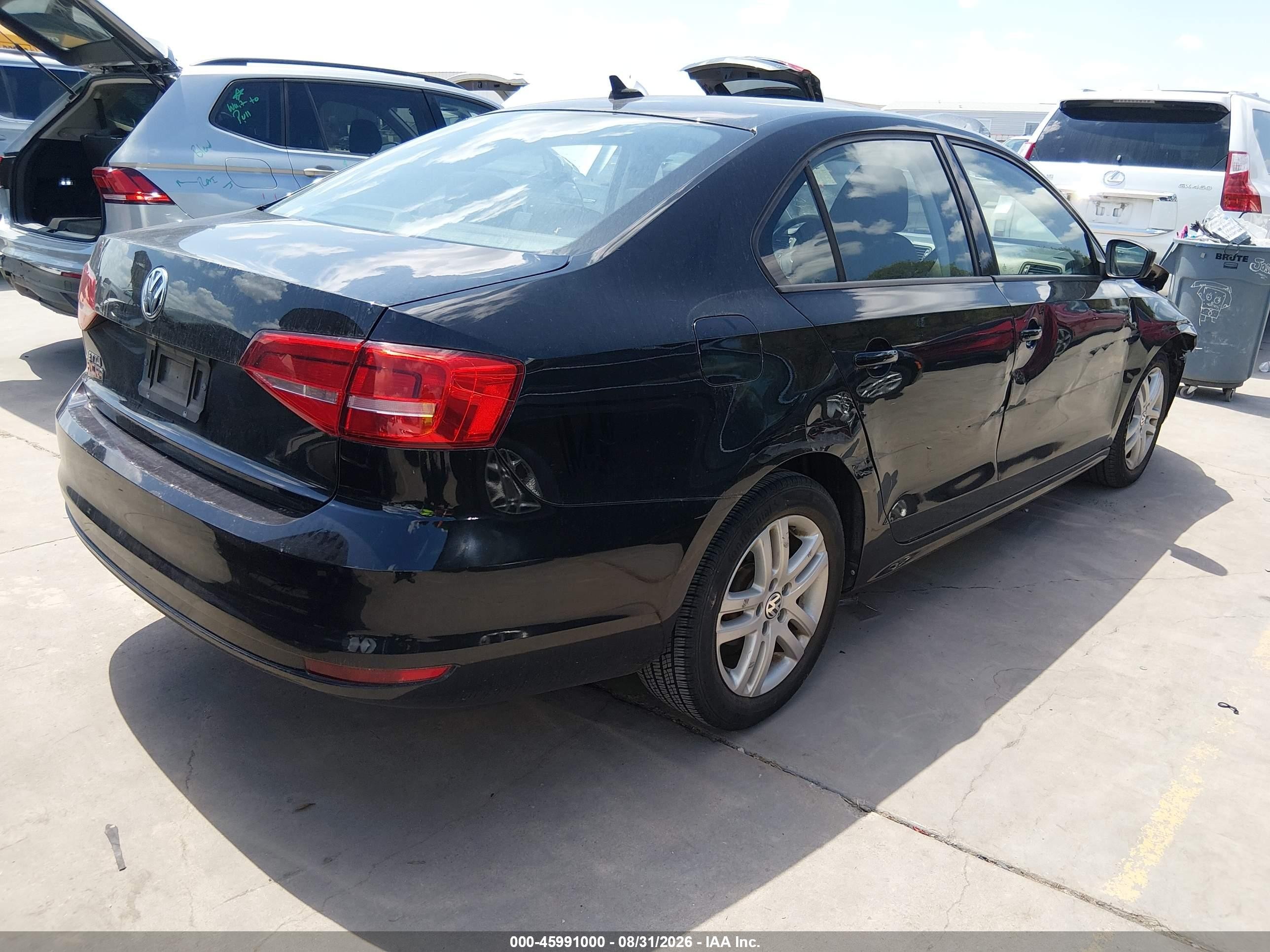 2015 Volkswagen Jetta 2.0l S Black vin: 3VW2K7AJ7FM240992