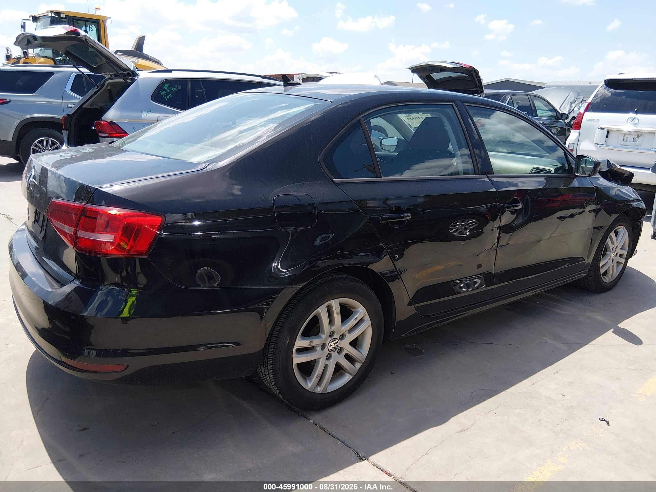 2015 Volkswagen Jetta 2.0l S Black vin: 3VW2K7AJ7FM240992