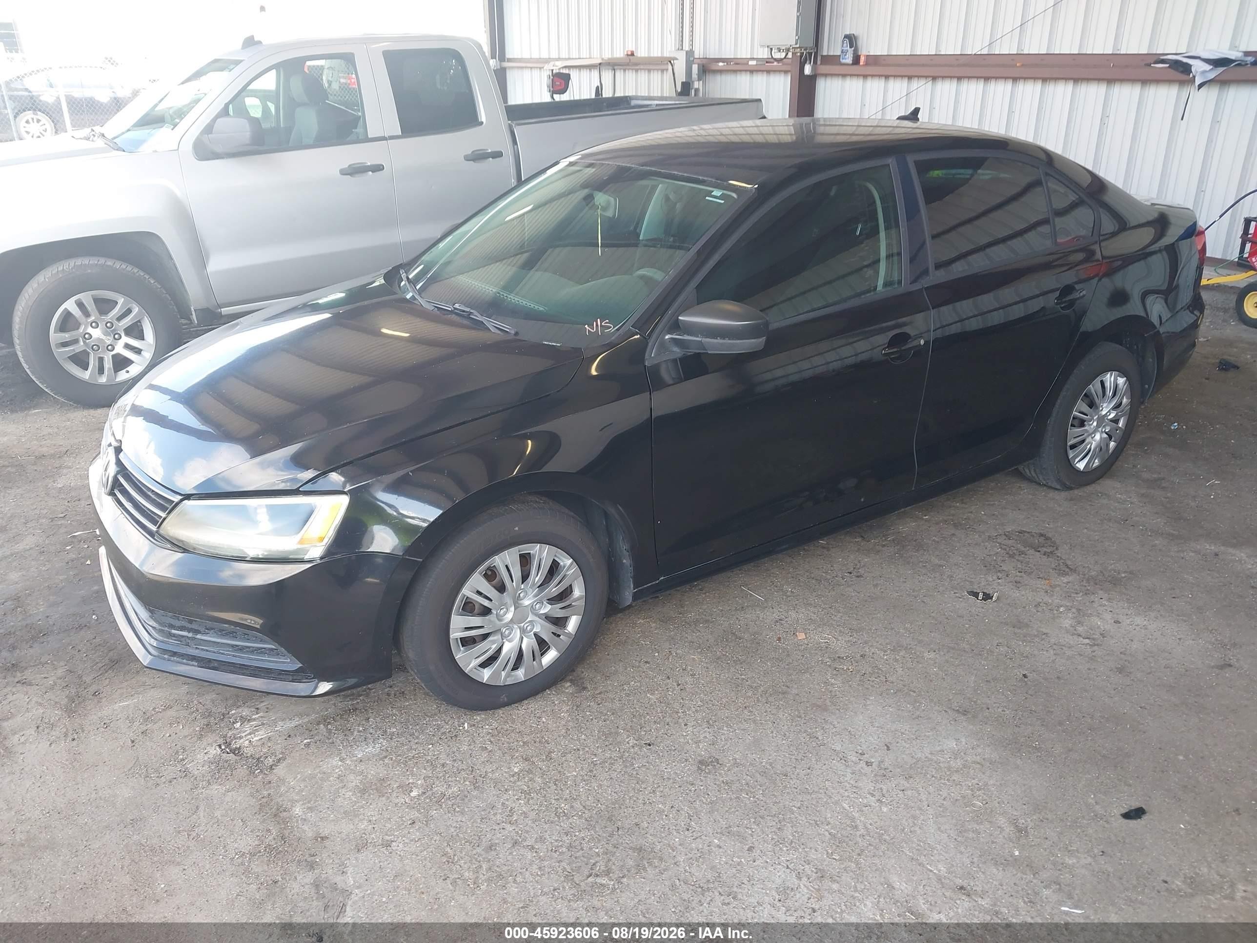 2015 Volkswagen Jetta 2.0l S Black vin: 3VW2K7AJ7FM315948