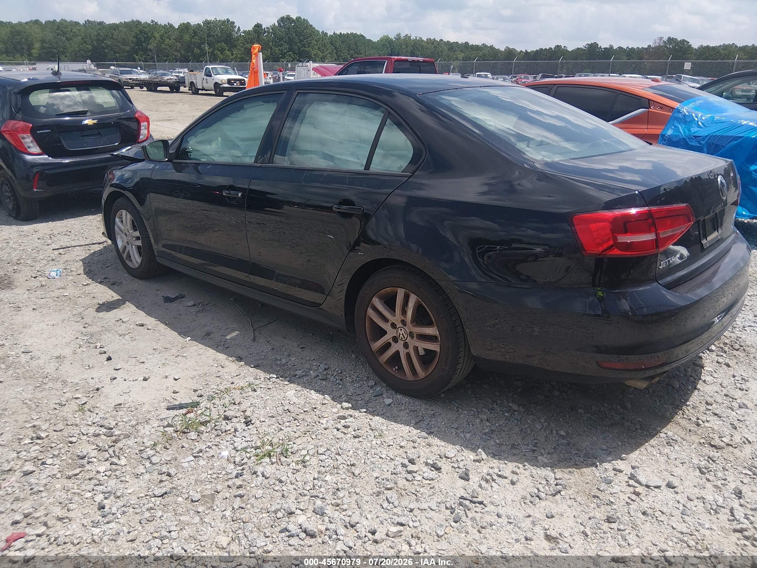 2015 Volkswagen Jetta 2.0l S Black vin: 3VW2K7AJ7FM355351