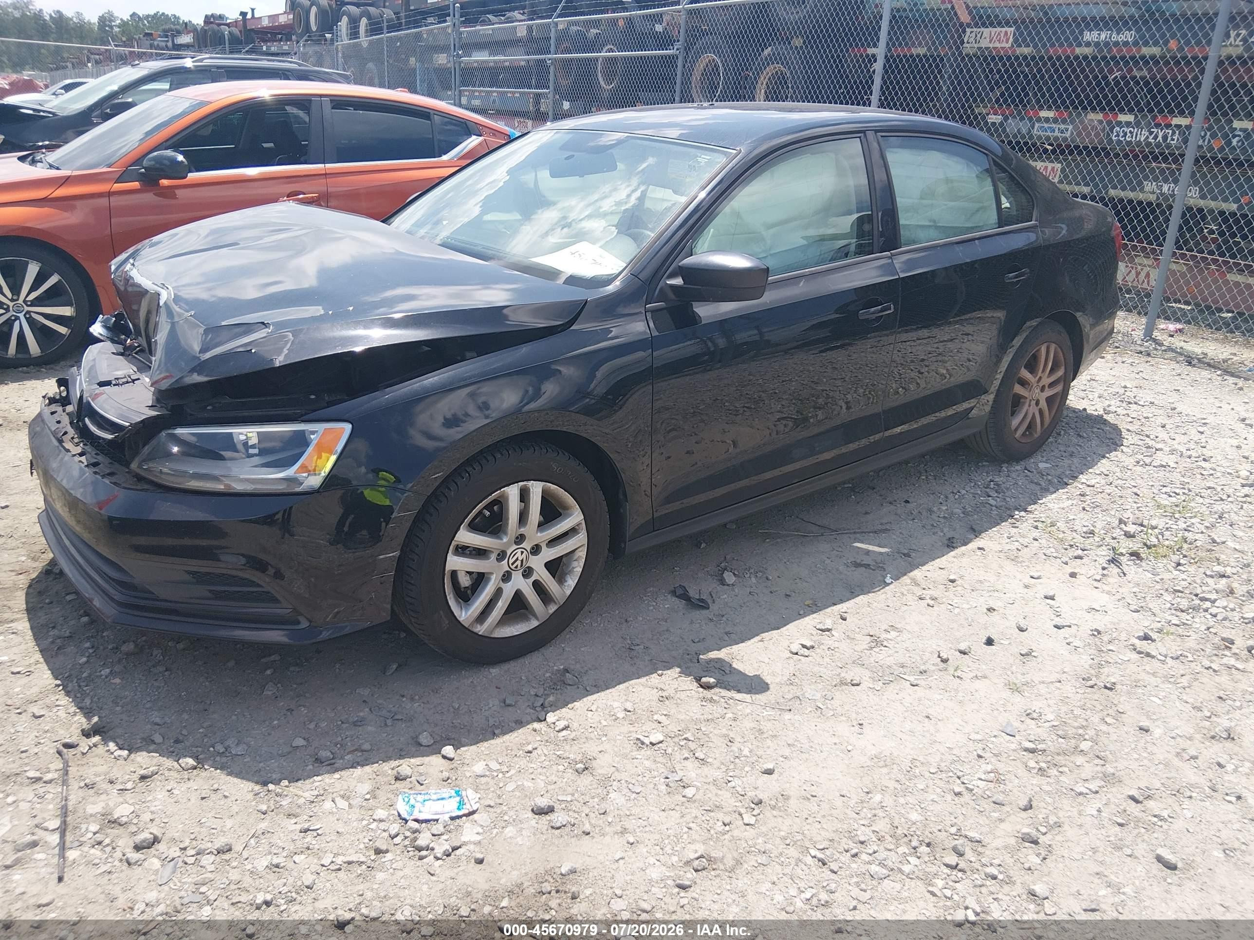 2015 Volkswagen Jetta 2.0l S Black vin: 3VW2K7AJ7FM355351