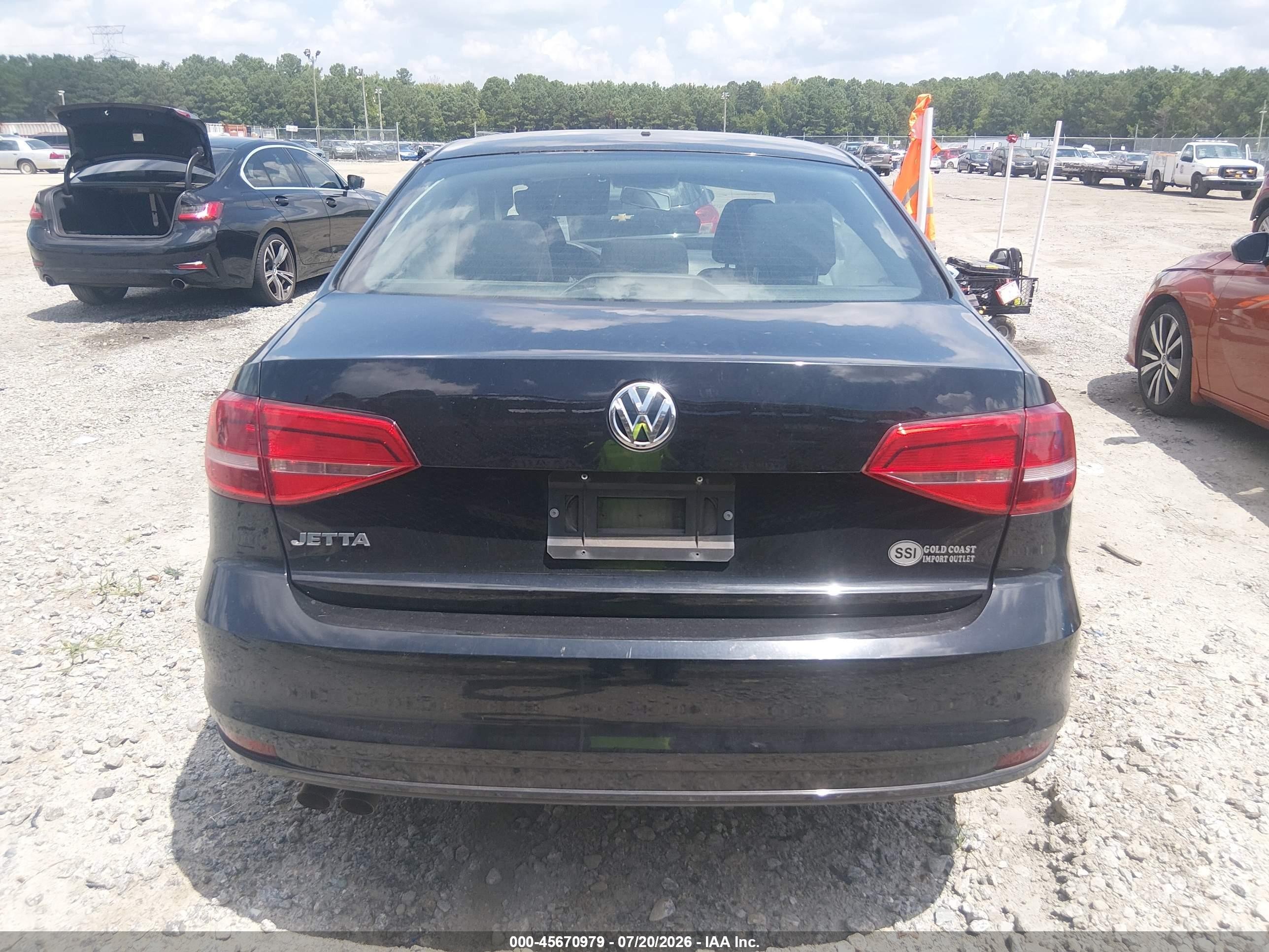 2015 Volkswagen Jetta 2.0l S Black vin: 3VW2K7AJ7FM355351