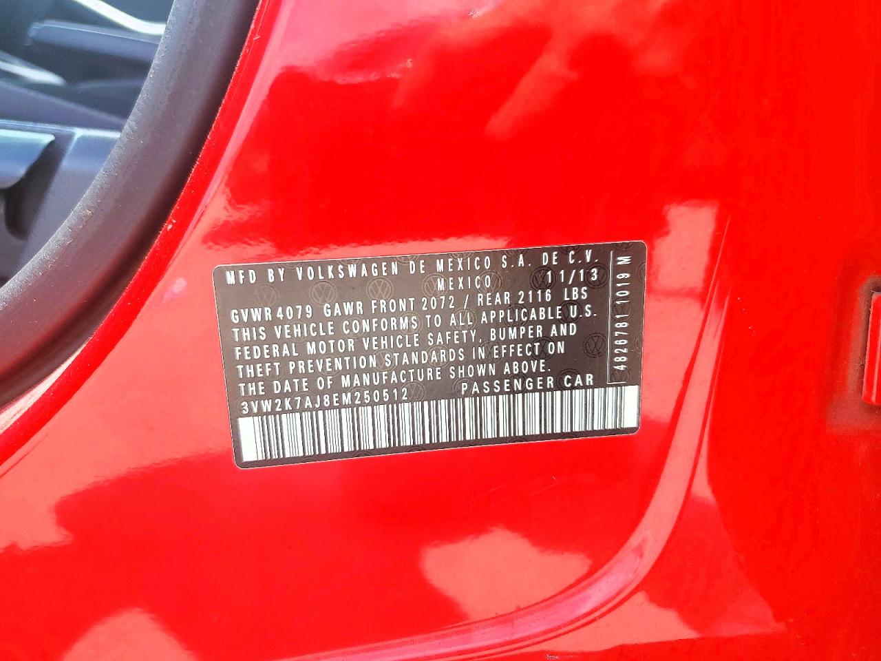 2014 Volkswagen Jetta Base Red vin: 3VW2K7AJ8EM250512