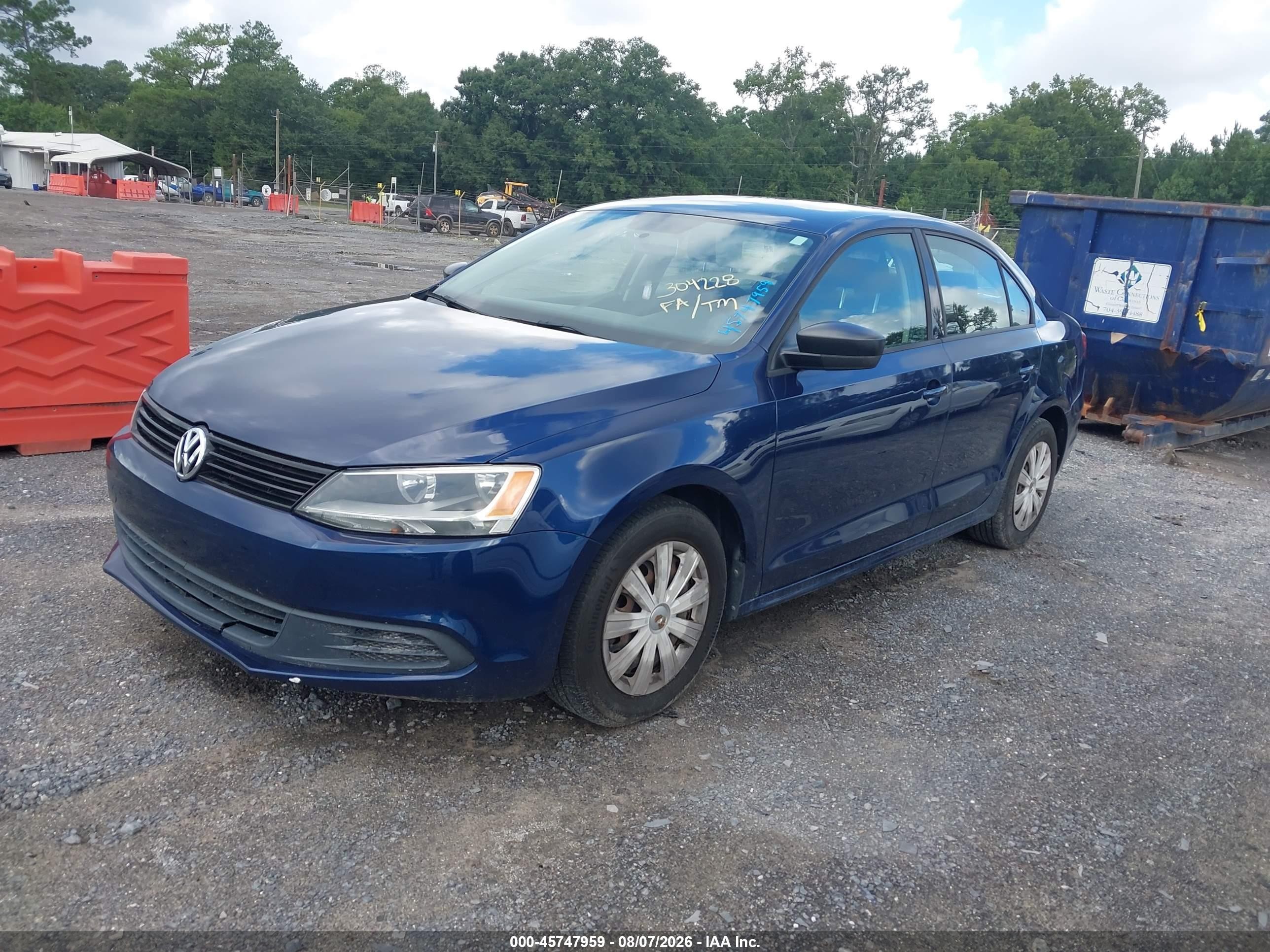 2014 Volkswagen Jetta 2.0l S Blue vin: 3VW2K7AJ8EM304228