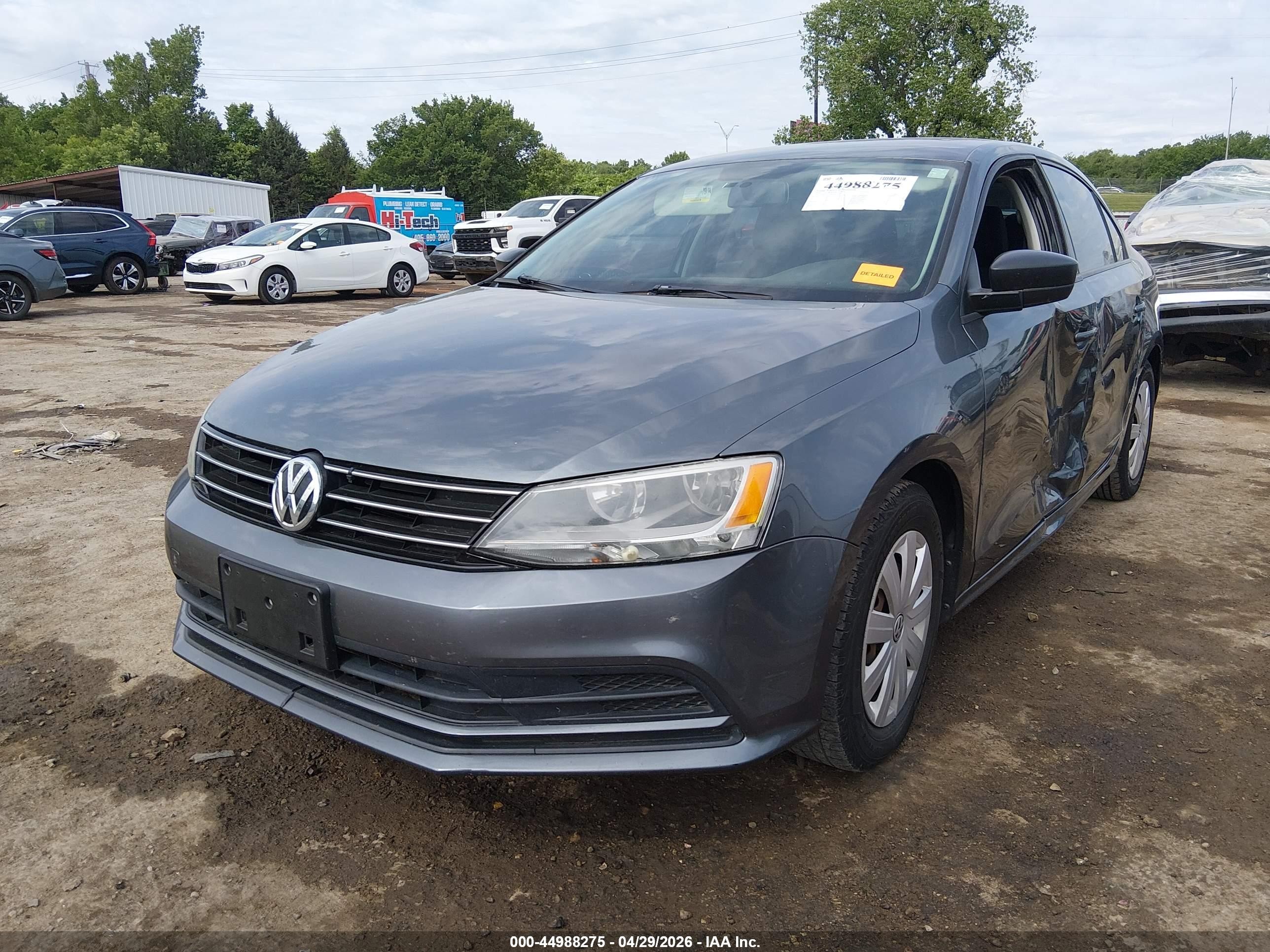 2015 Volkswagen Jetta 2.0l S Серый vin: 3VW2K7AJ8FM324030