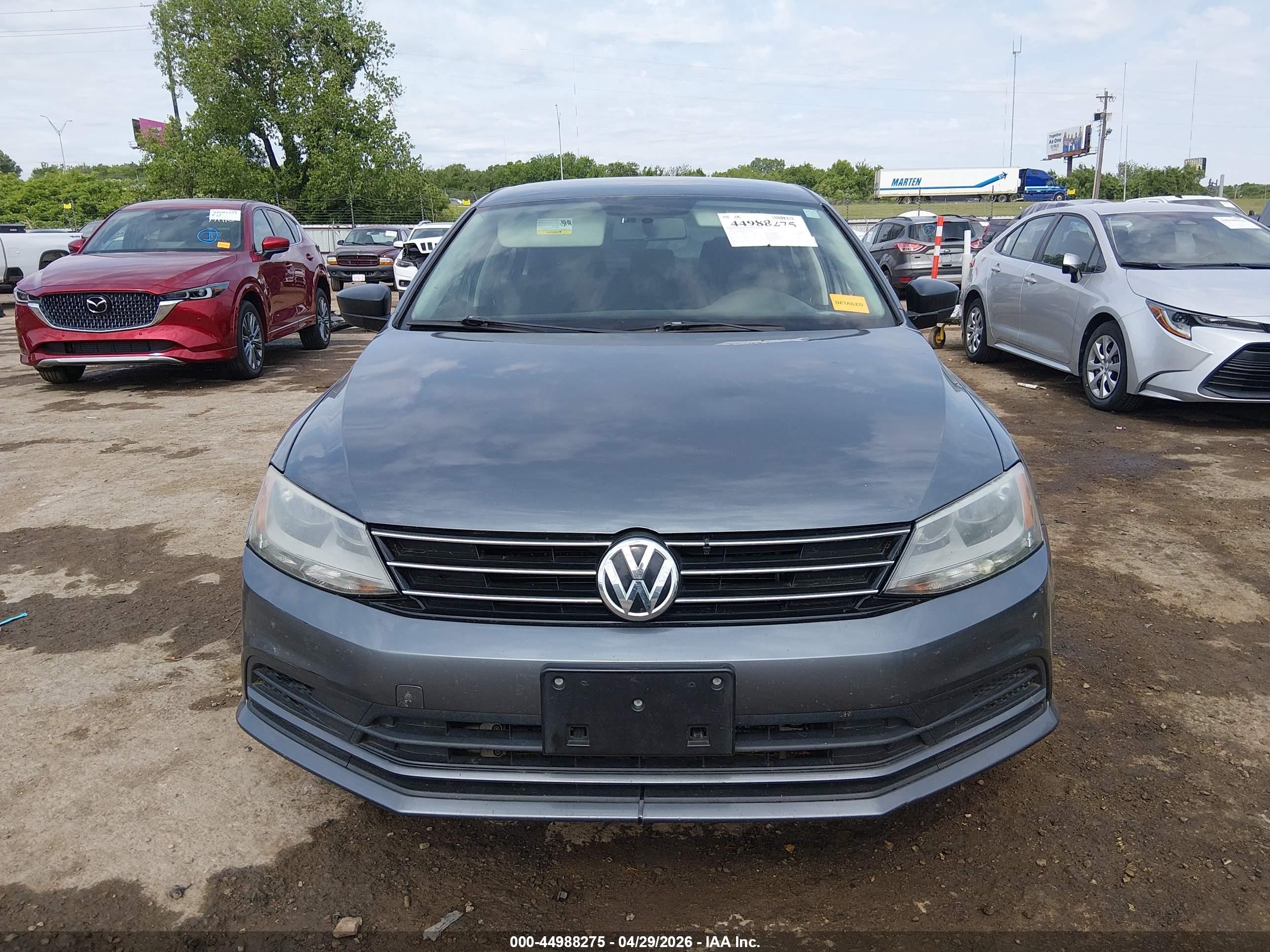 2015 Volkswagen Jetta 2.0l S Серый vin: 3VW2K7AJ8FM324030