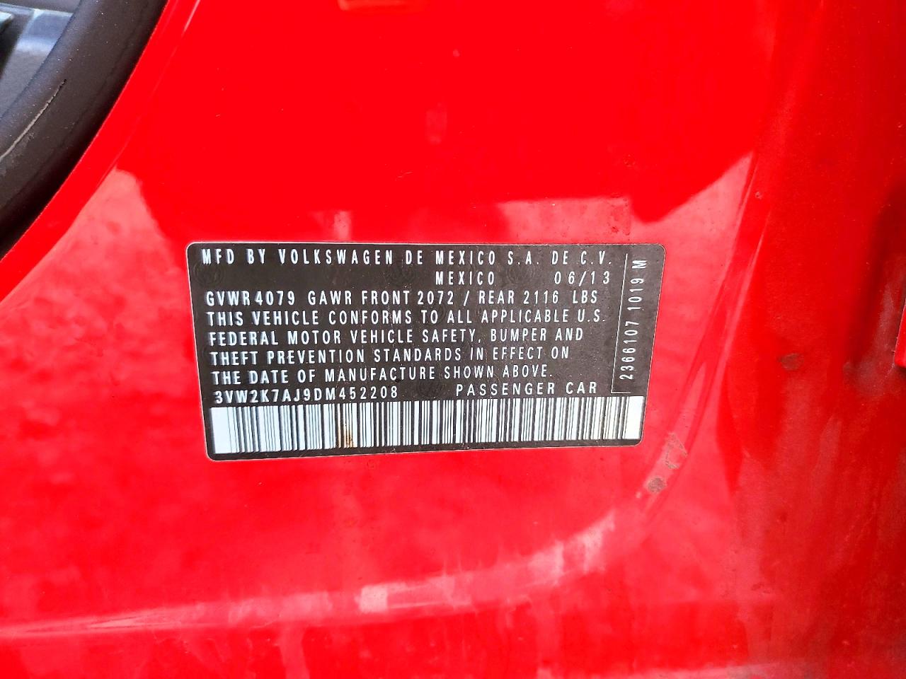 2013 Volkswagen Jetta Base Red vin: 3VW2K7AJ9DM452208