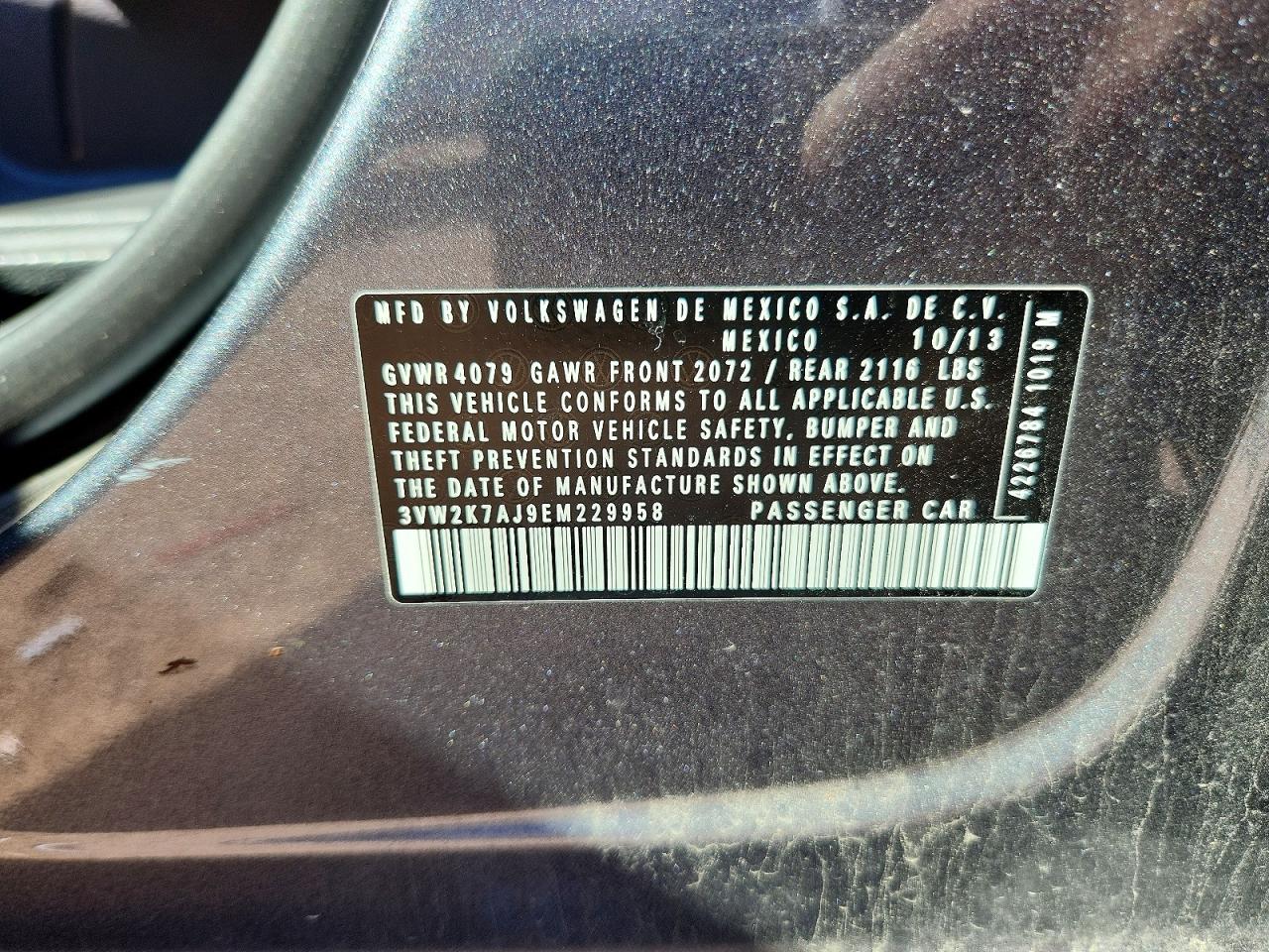 2014 Volkswagen Jetta Base Gray vin: 3VW2K7AJ9EM229958