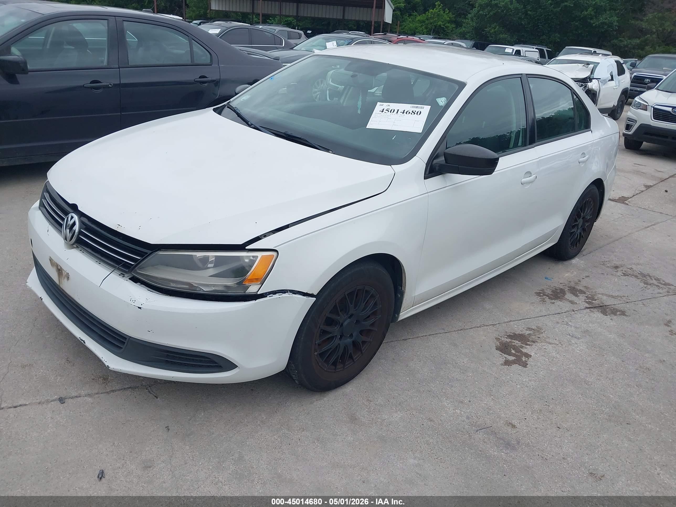 2014 Volkswagen Jetta 2.0l S White vin: 3VW2K7AJ9EM301905