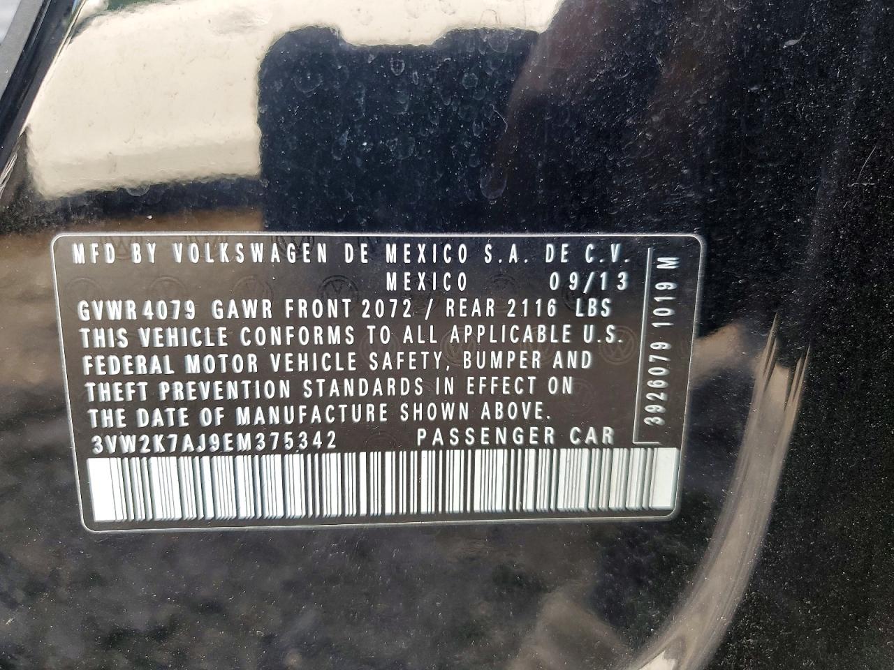 2014 Volkswagen Jetta Base Черный vin: 3VW2K7AJ9EM375342