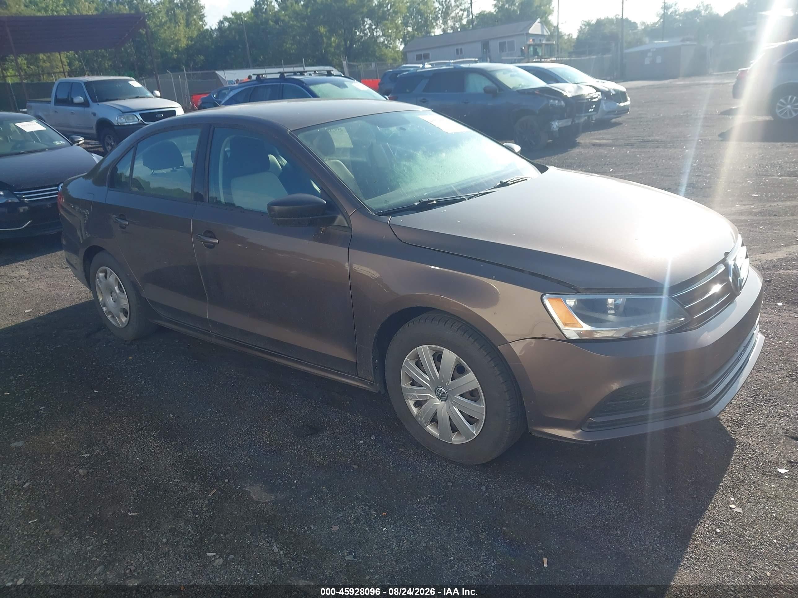 2015 Volkswagen Jetta S Brown vin: 3VW2K7AJ9FM272021