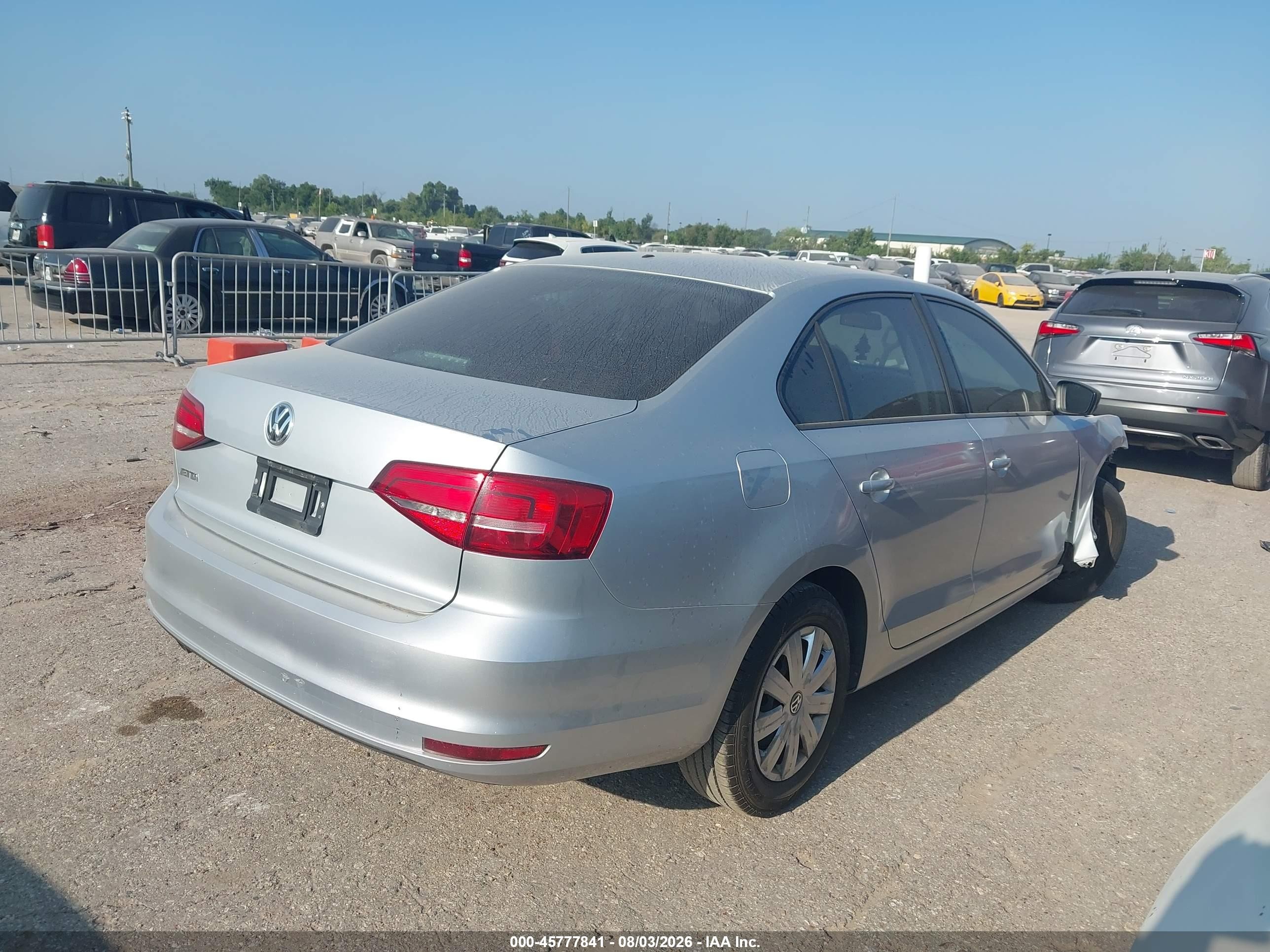 2015 Volkswagen Jetta 2.0l S Silver vin: 3VW2K7AJ9FM357702