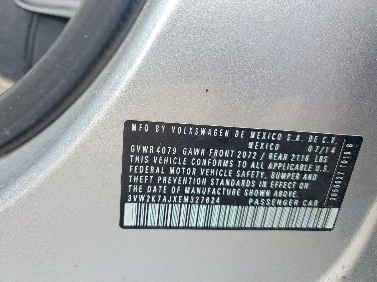 2014 Volkswagen Jetta Base Silver vin: 3VW2K7AJXEM327624