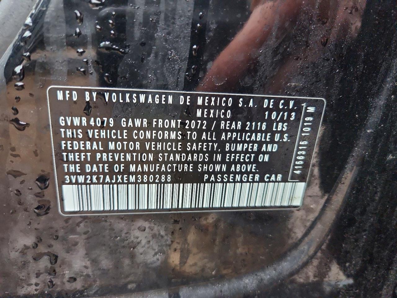 2014 Volkswagen Jetta Base Черный vin: 3VW2K7AJXEM380288