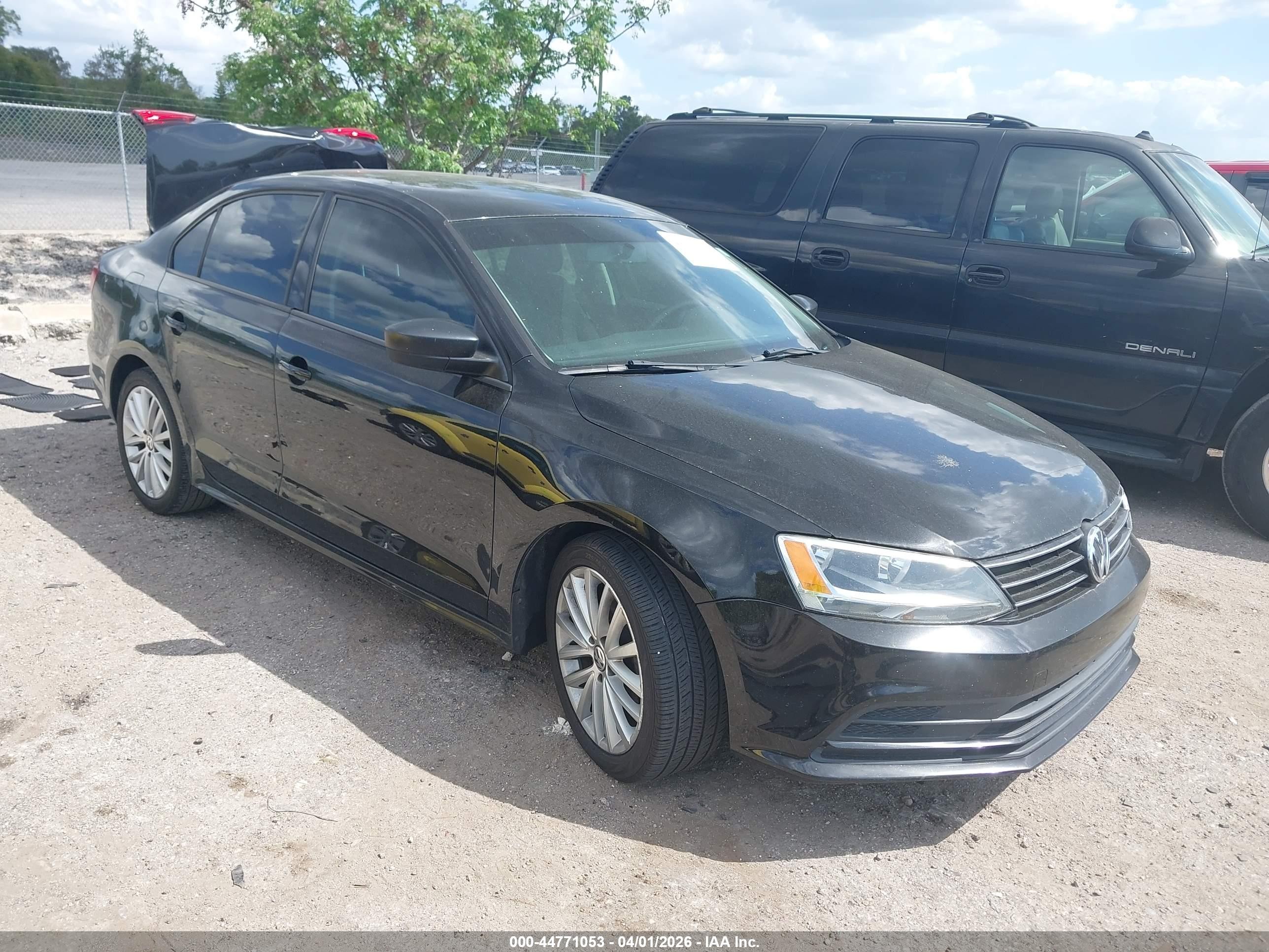 2015 Volkswagen Jetta 2.0l S Black vin: 3VW2K7AJXFM315930