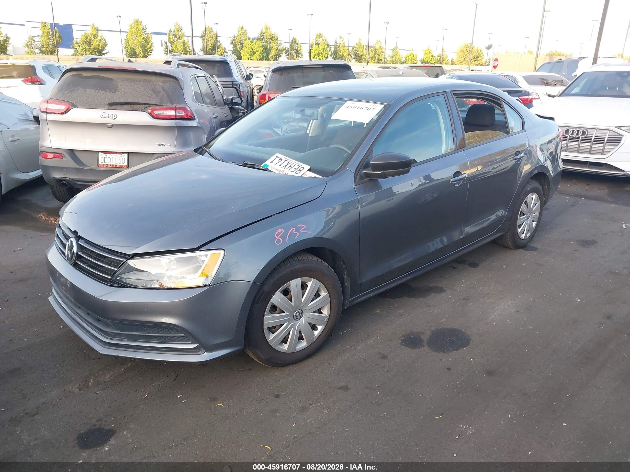 2015 Volkswagen Jetta 2.0l S Gray vin: 3VW2K7AJXFM412612