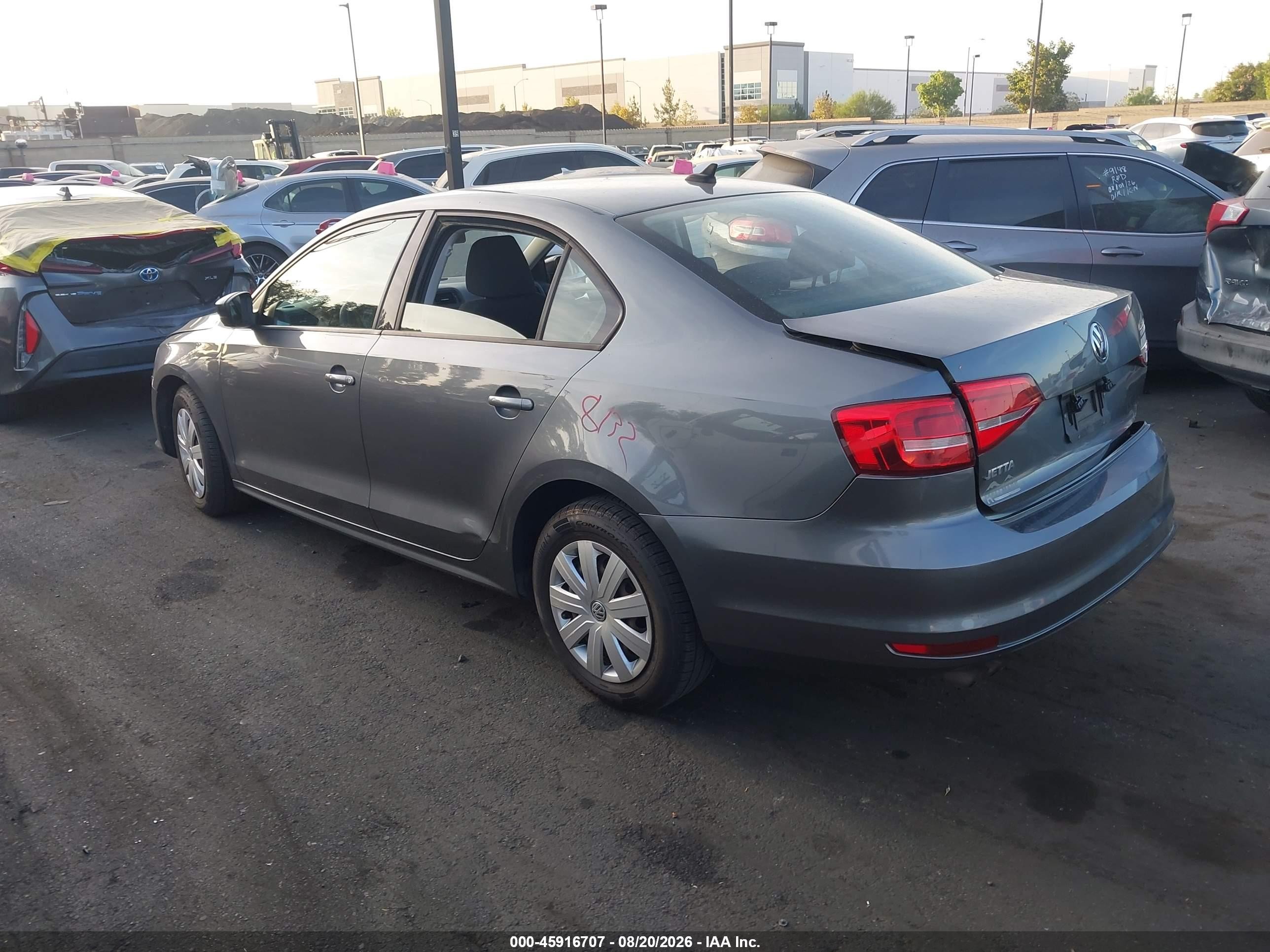 2015 Volkswagen Jetta 2.0l S Gray vin: 3VW2K7AJXFM412612