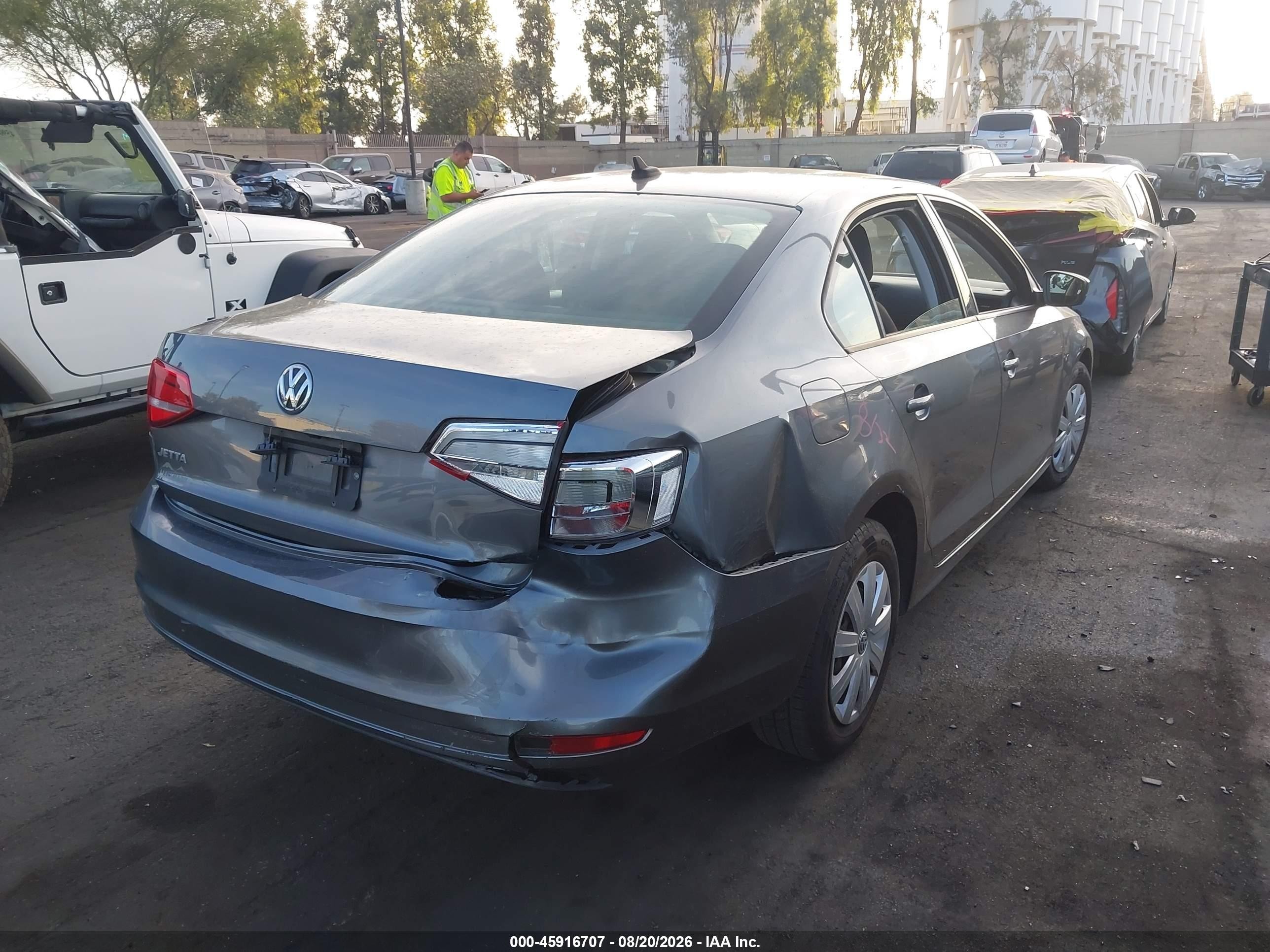 2015 Volkswagen Jetta 2.0l S Gray vin: 3VW2K7AJXFM412612