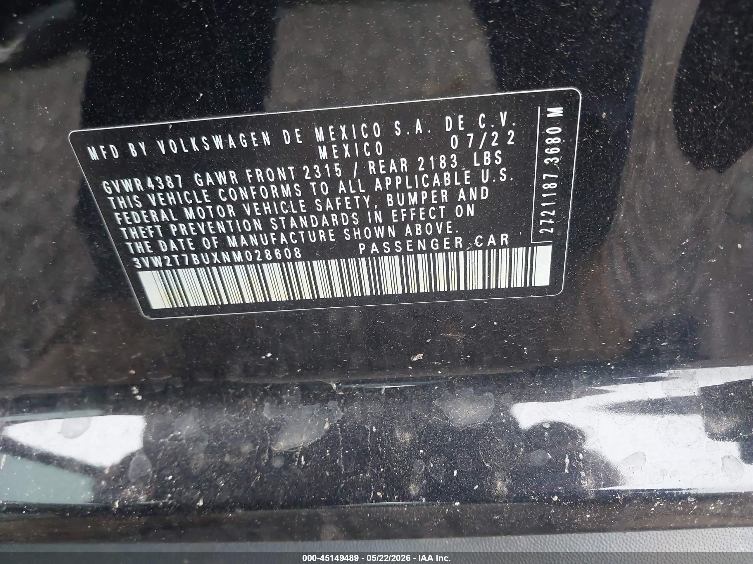 2022 Volkswagen Jetta Gli 2.0t Autobahn Черный vin: 3VW2T7BUXNM028608