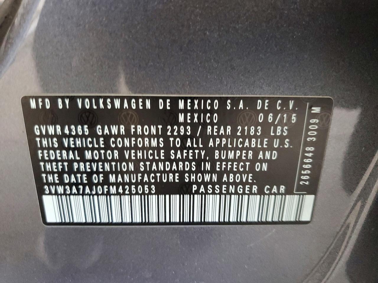 2015 Volkswagen Jetta Tdi Gray vin: 3VW3A7AJ0FM425053