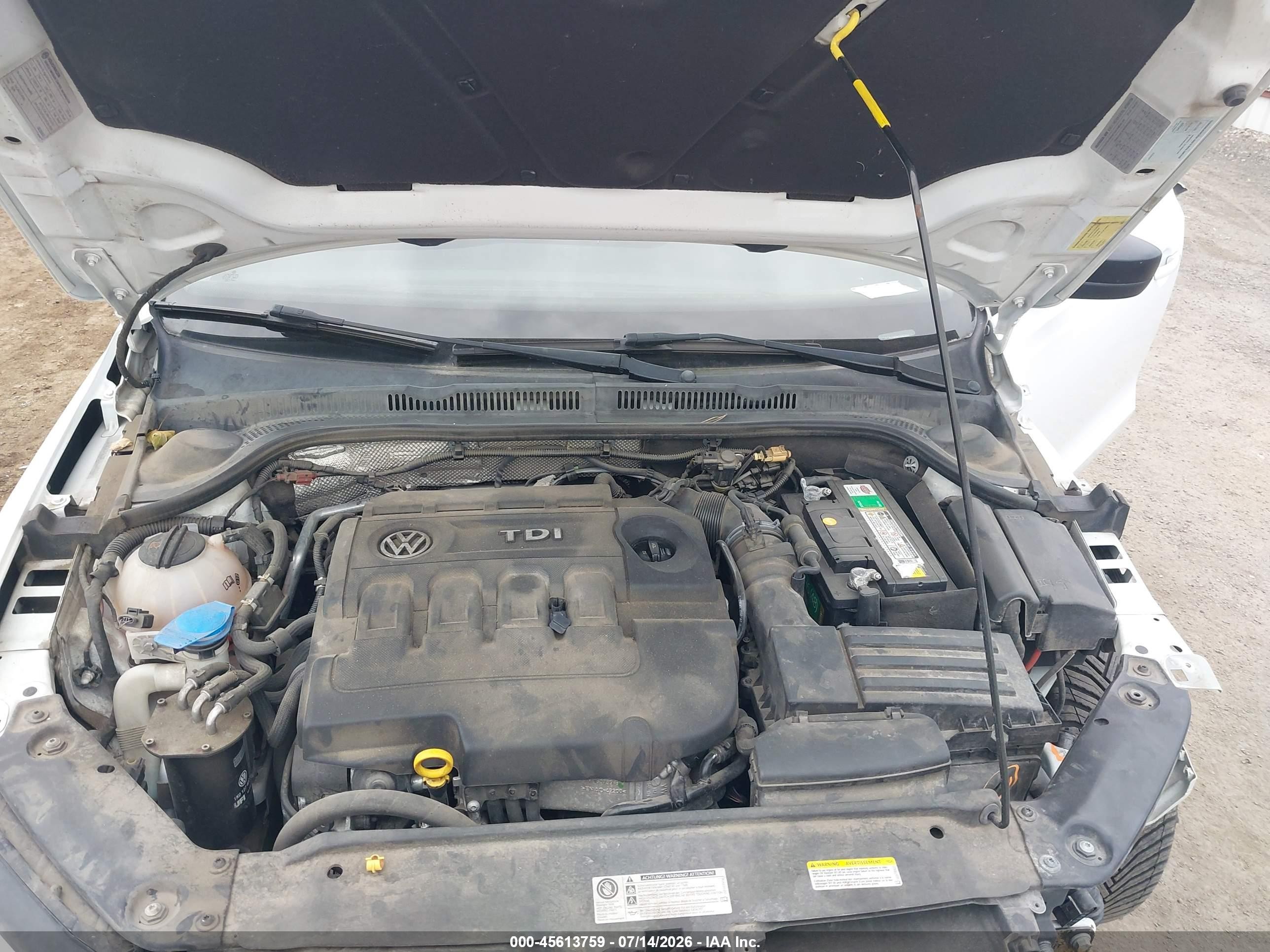 2015 Volkswagen Jetta 2.0l Tdi S White vin: 3VW3A7AJ3FM228300