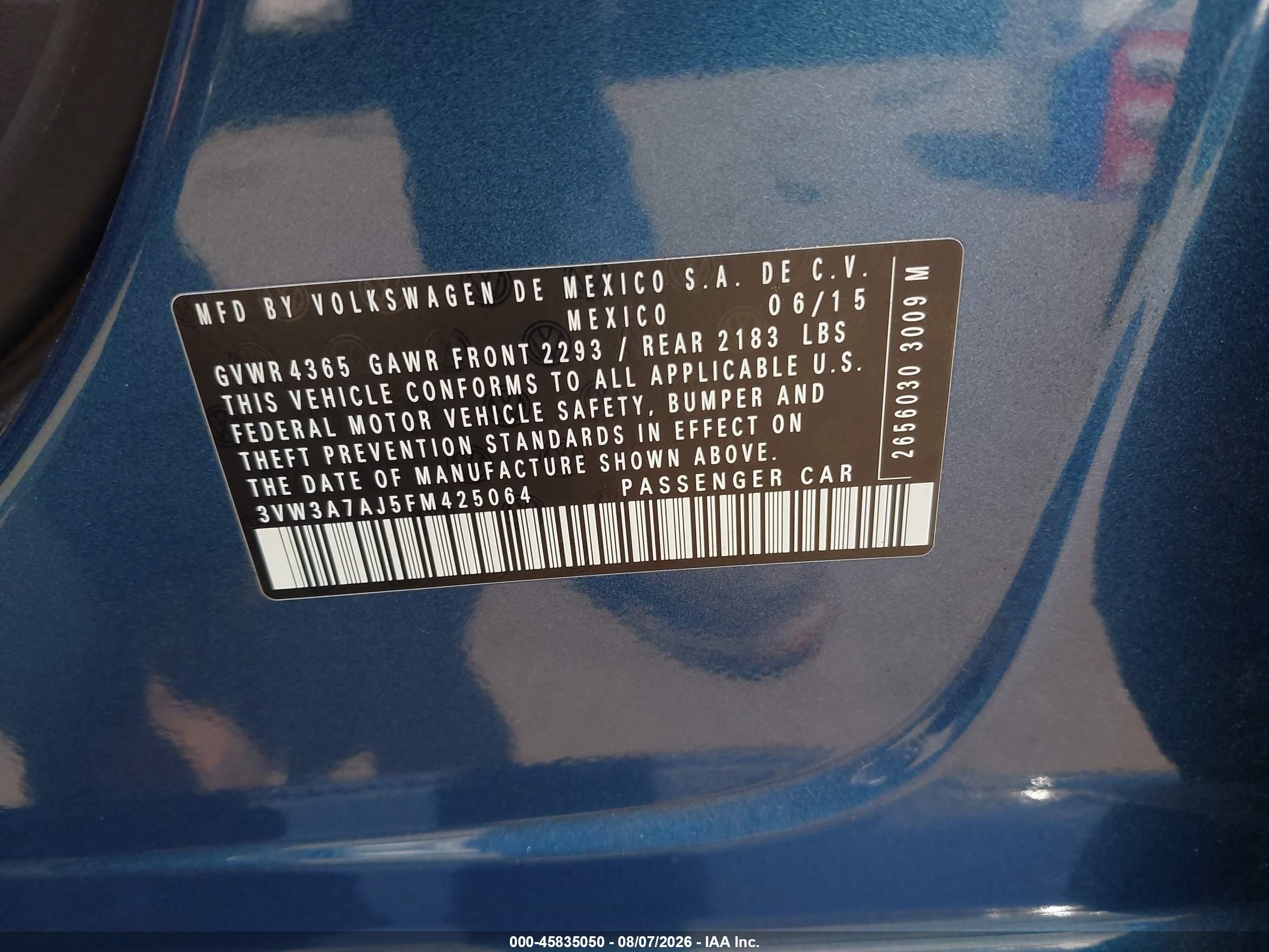 2015 Volkswagen Jetta 2.0l Tdi Se Синий vin: 3VW3A7AJ5FM425064
