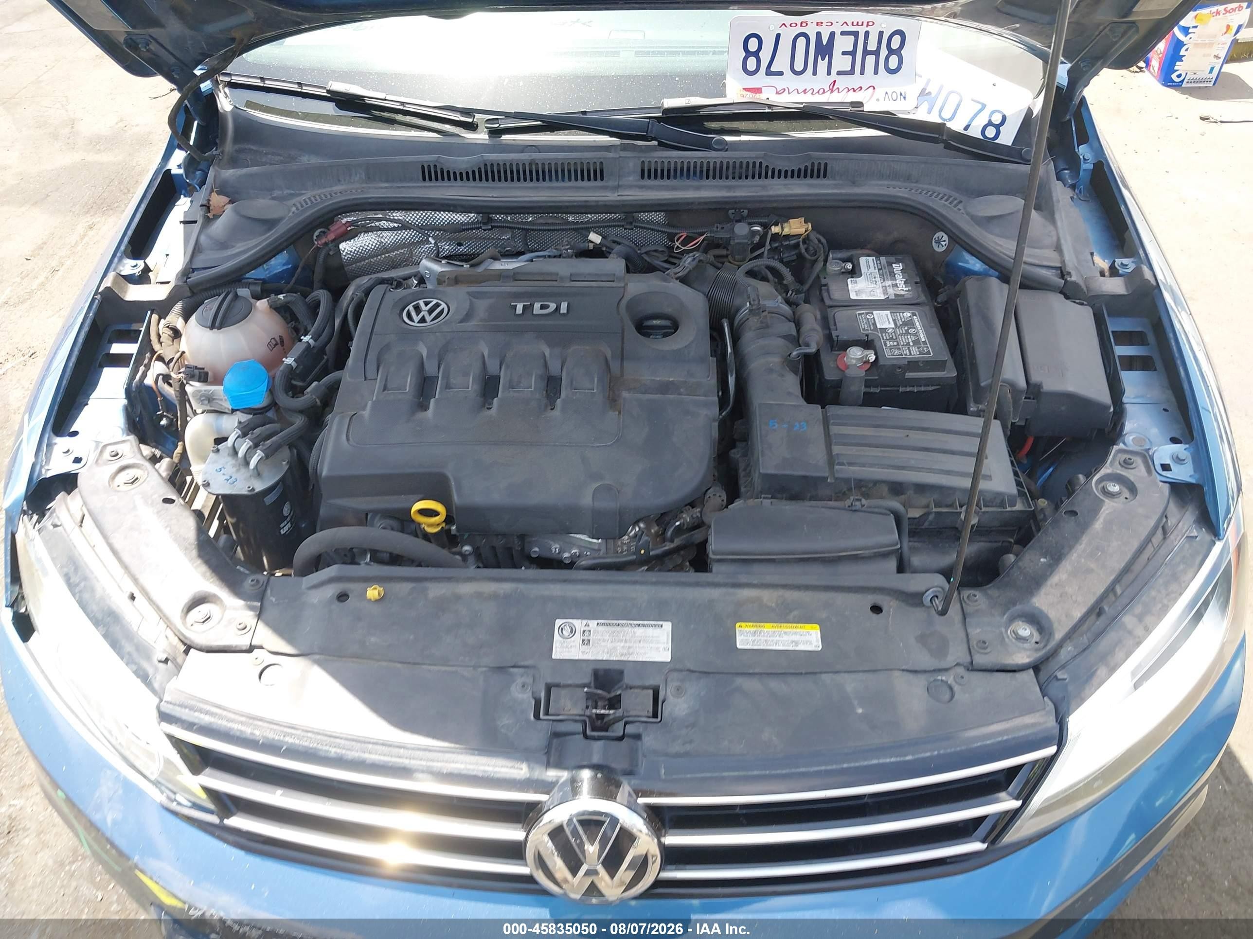 2015 Volkswagen Jetta 2.0l Tdi Se Синий vin: 3VW3A7AJ5FM425064