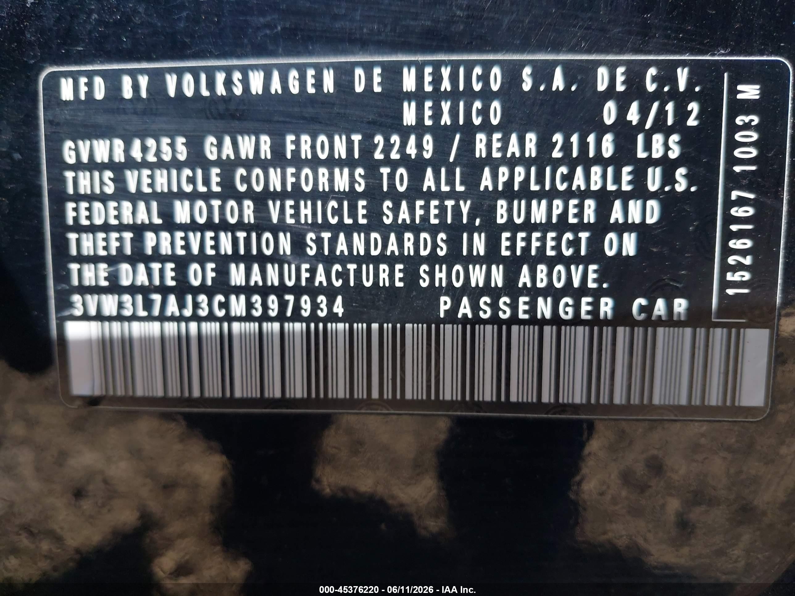 2012 Volkswagen Jetta 2.0l Tdi Black vin: 3VW3L7AJ3CM397934