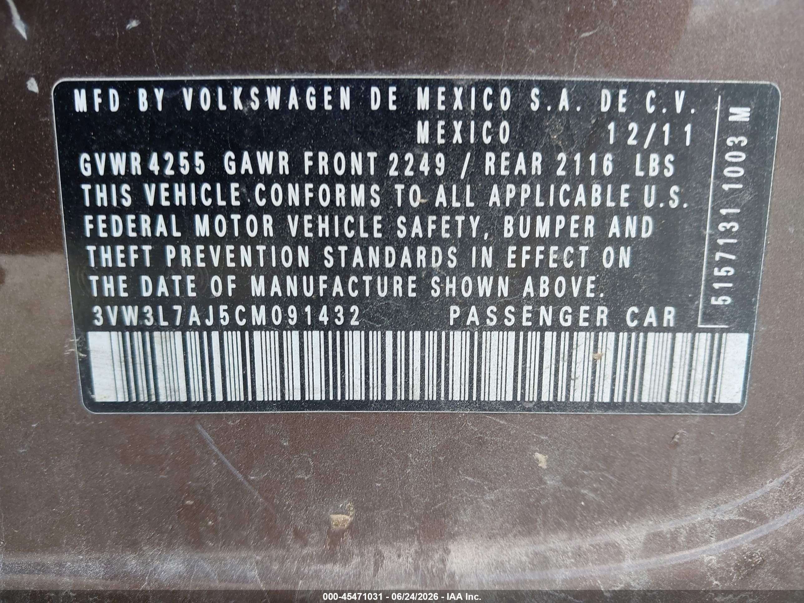 2012 Volkswagen Jetta 2.0l Tdi Brown vin: 3VW3L7AJ5CM091432