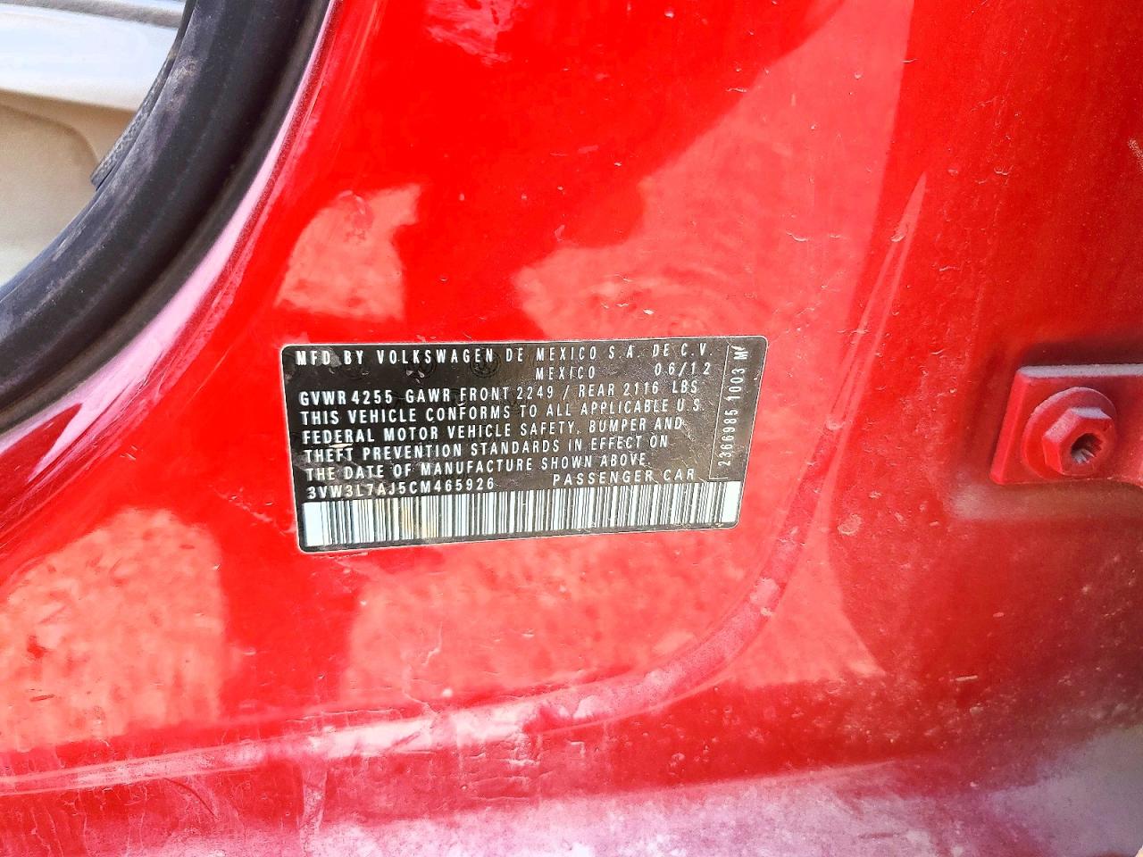 2012 Volkswagen Jetta Tdi Red vin: 3VW3L7AJ5CM465926