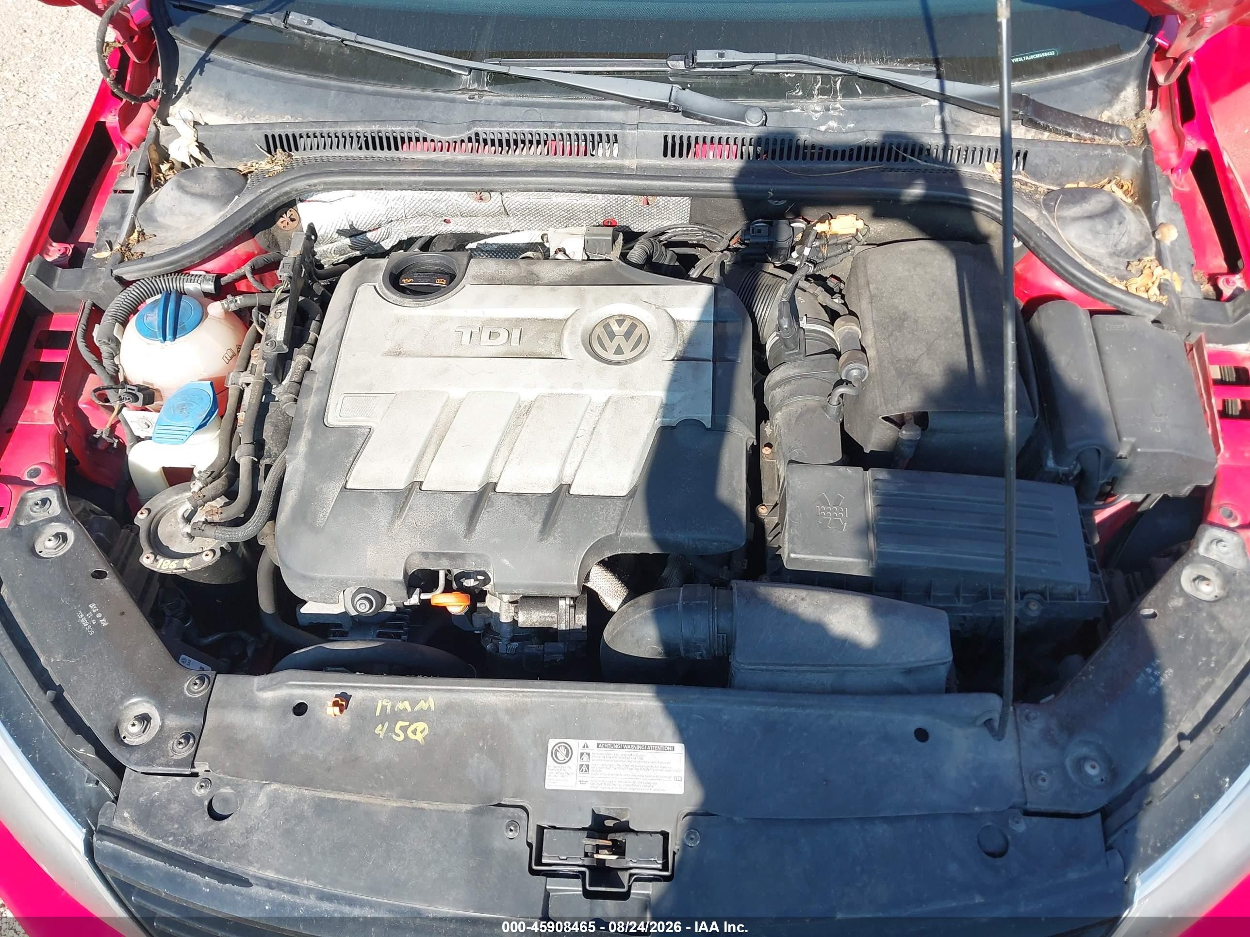 2012 Volkswagen Jetta 2.0l Tdi Red vin: 3VW3L7AJ6CM398432