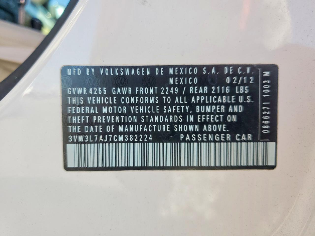 2012 Volkswagen Jetta Tdi White vin: 3VW3L7AJ7CM382224