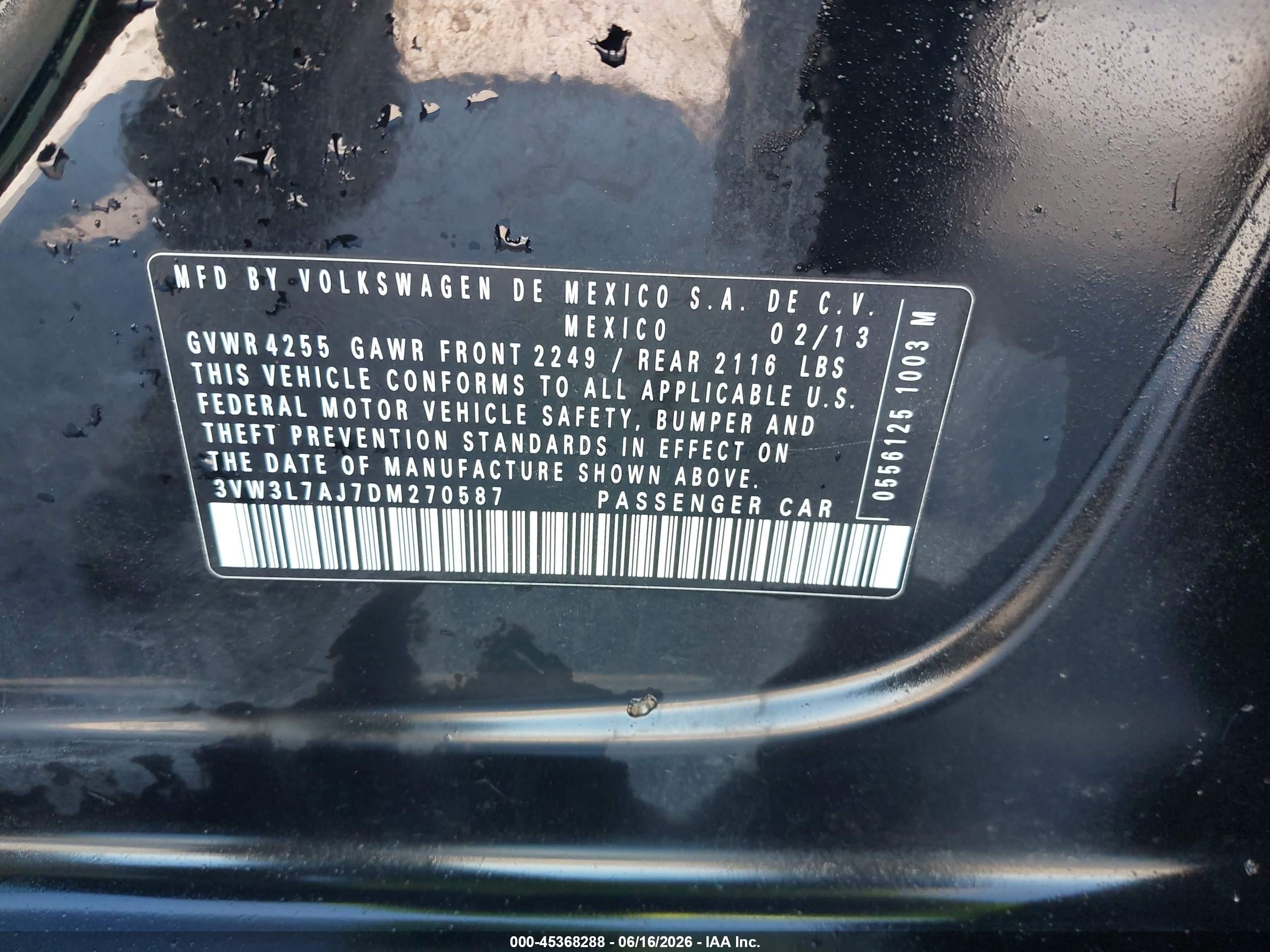2013 Volkswagen Jetta 2.0l Tdi Black vin: 3VW3L7AJ7DM270587
