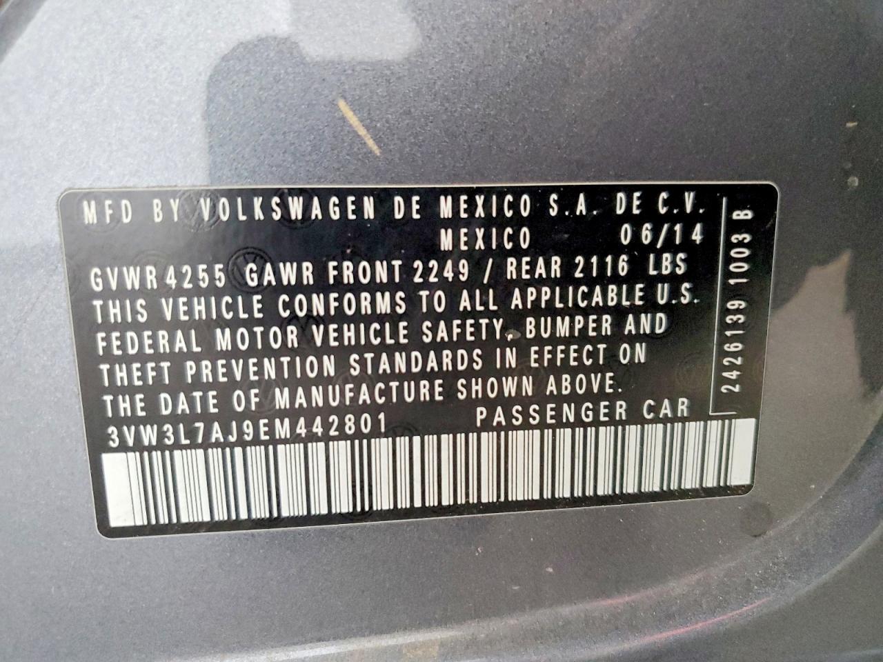 2014 Volkswagen Jetta Tdi Gray vin: 3VW3L7AJ9EM442801