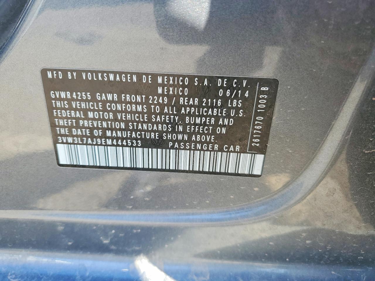 2014 Volkswagen Jetta Tdi Gray vin: 3VW3L7AJ9EM444533