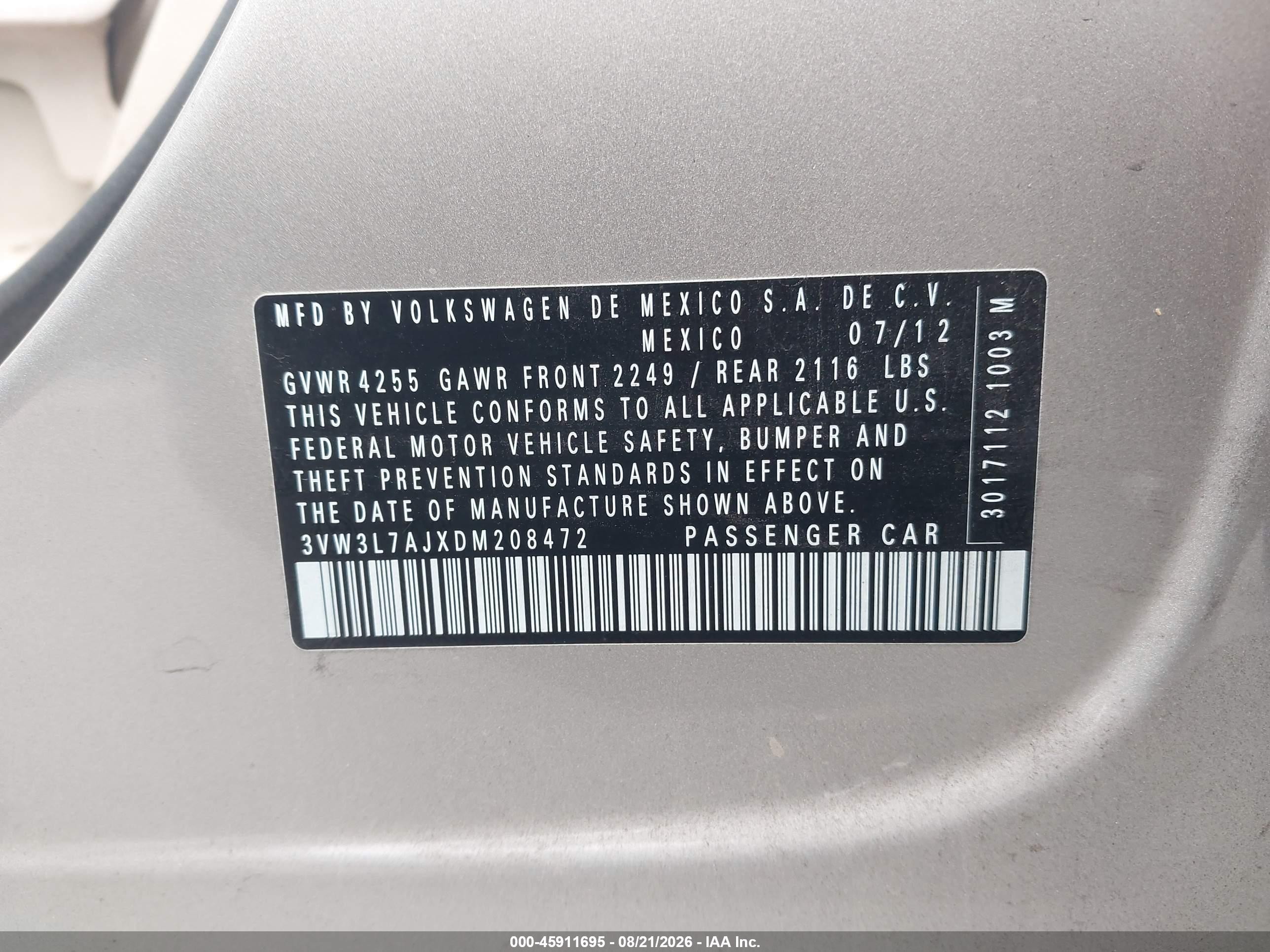 2013 Volkswagen Jetta 2.0l Tdi Beige vin: 3VW3L7AJXDM208472