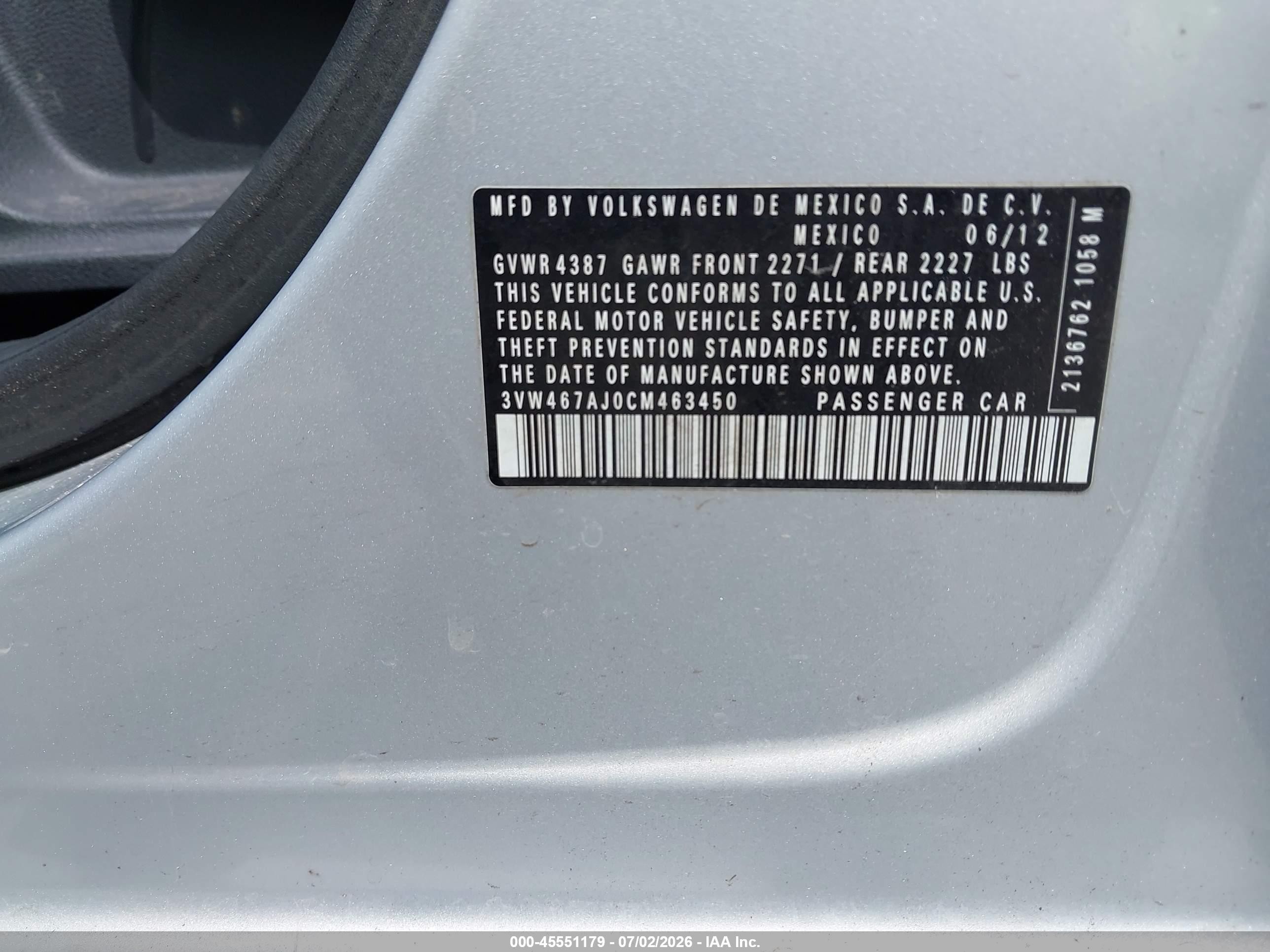 2012 Volkswagen Jetta Gli Autobahn Silver vin: 3VW467AJ0CM463450